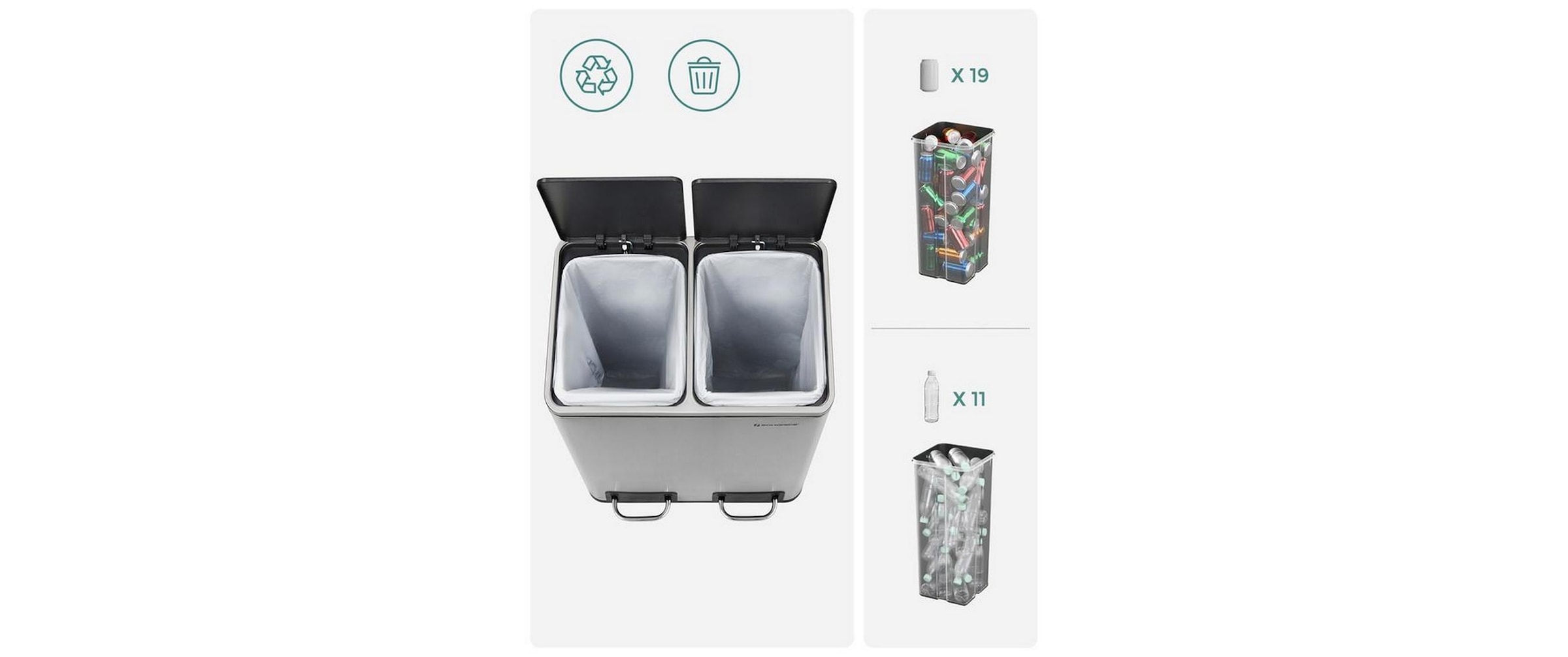 SONGMICS Mülleimer »30 l«, 2 Behälter