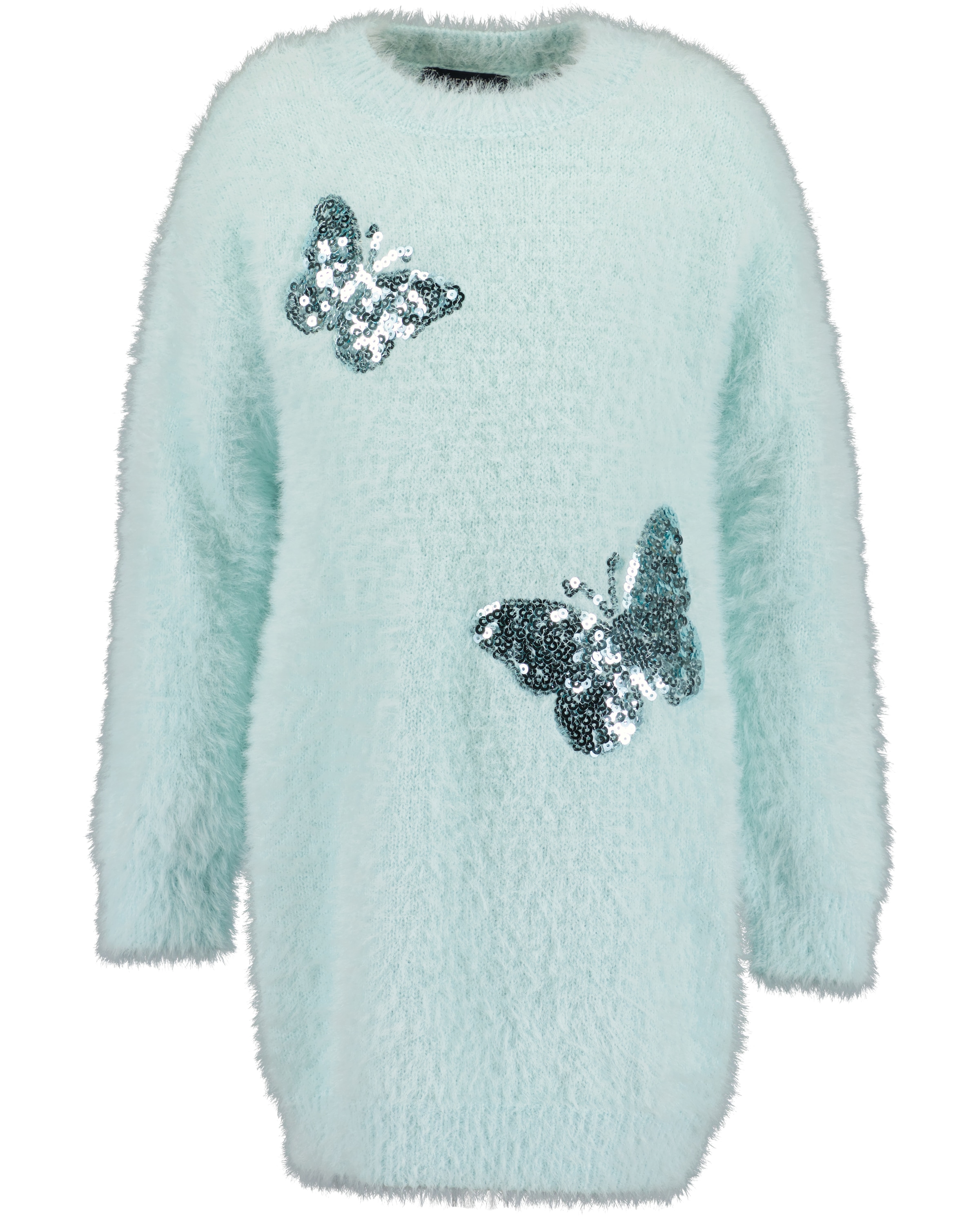 Image of Blue Seven Strickkleid in Bouclé-Optik und mit tollen Pailletten-Schmetterlingen