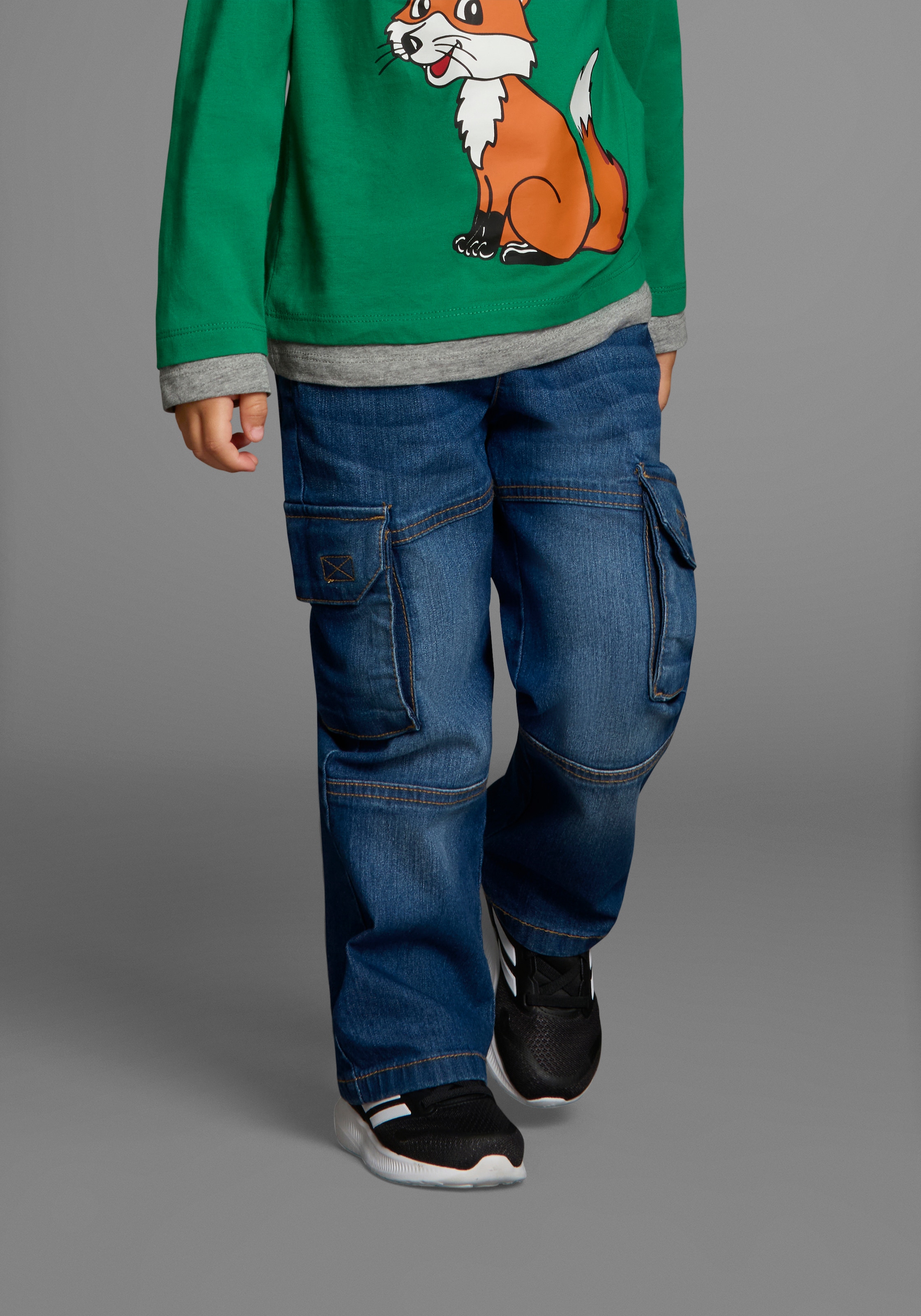 Image of KangaROOS Schlupfjeans "Cargo-Jeans für kleine Jungen" Stretchjeans mit coolen Cargotaschen