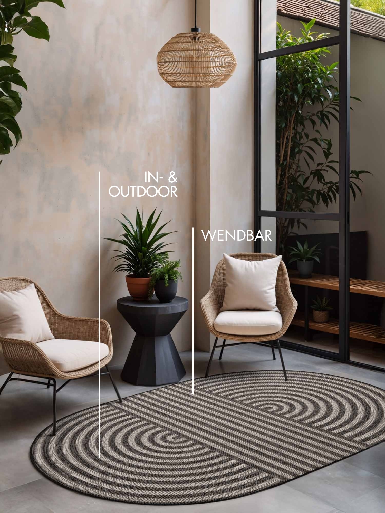 Ted Baker Tapis »Woodfield , Wendeteppich« ovale 8 mm Höhe Designteppich, Wetterfest, Pflegeleicht, Modern, Wohnzimmer, Terrasse