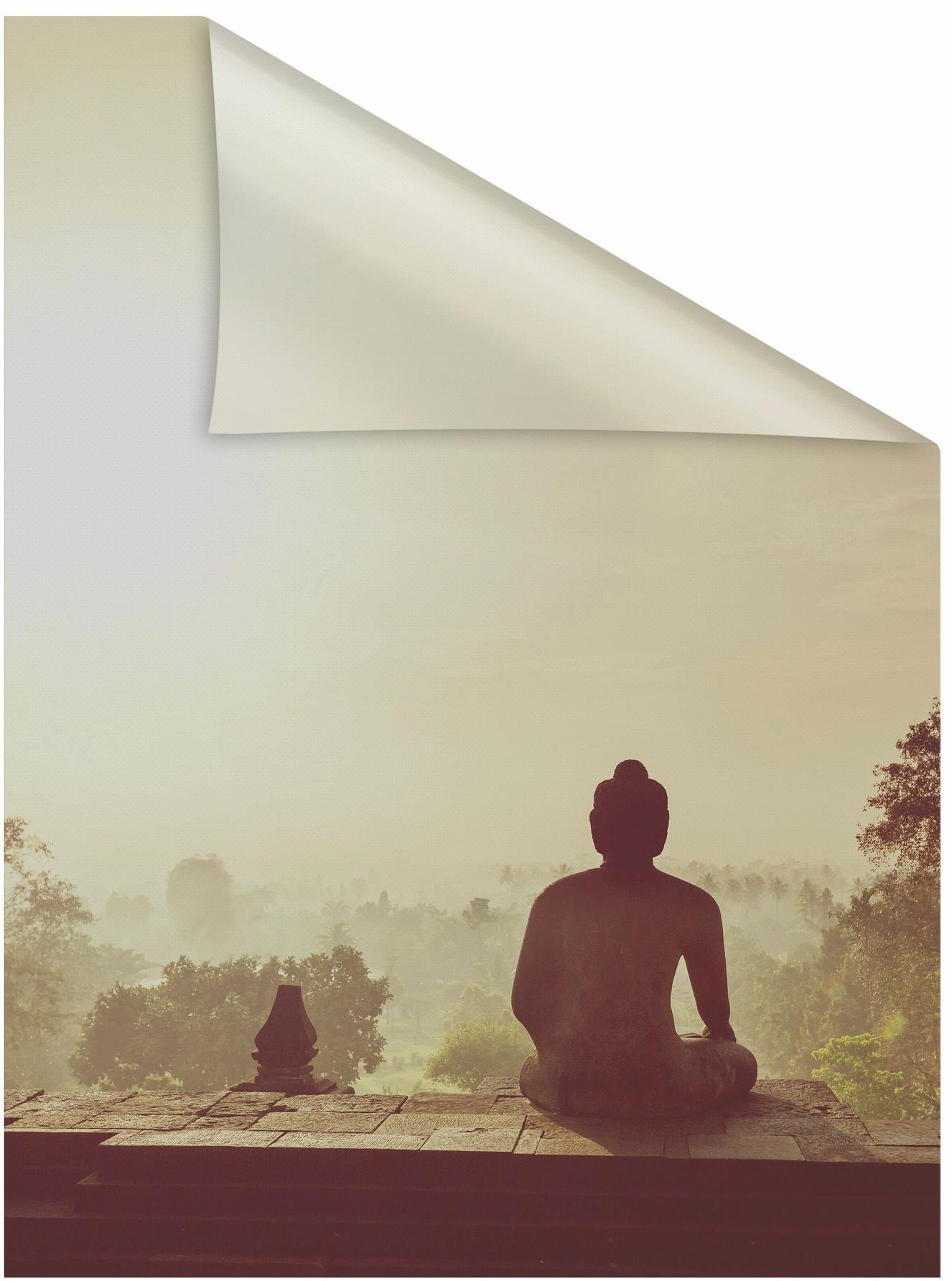 Image of LICHTBLICK ORIGINAL Fensterfolie "Tempel Borobudur" 1 Stk. blickdicht strukturiert Klebepunkte selbstklebend, Sichtschutz