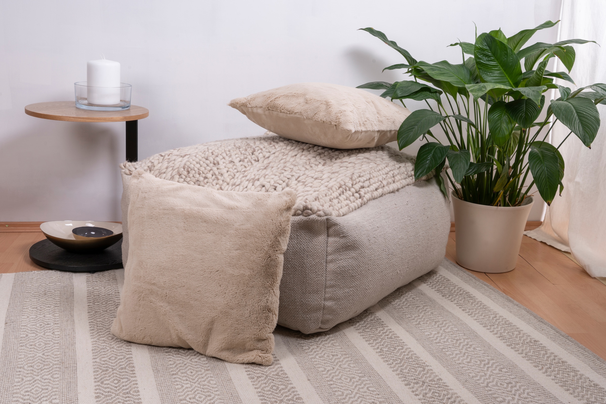 Kenda Sand Fellkissen »Dekokissen Aimee 625 2er-Set« Kissen inkl. Füllung mit flauschigem Stoffbezug