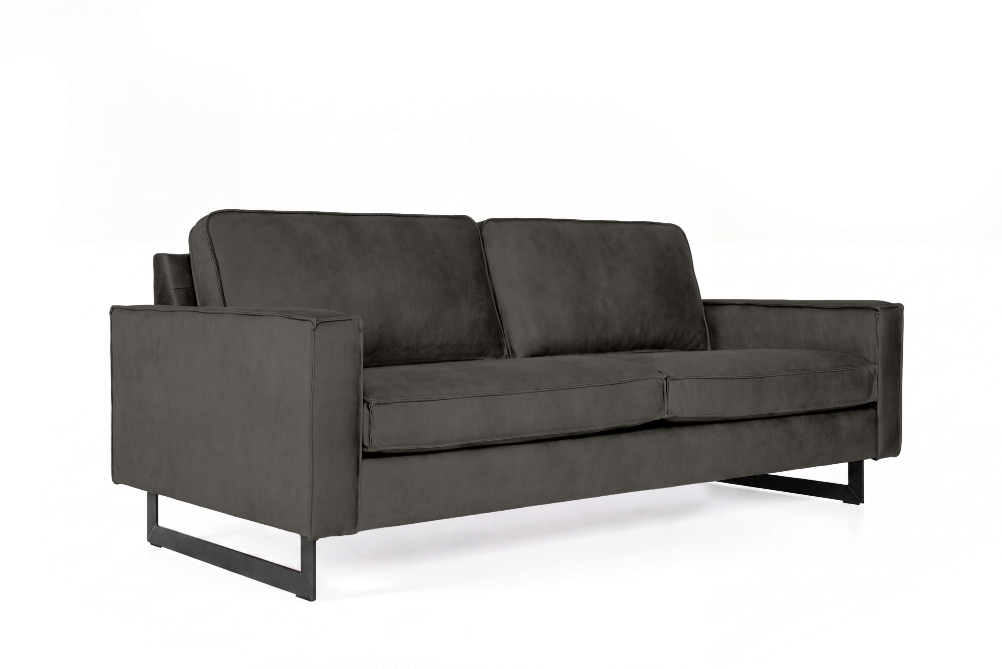 GOODproduct 3-places »Pinto, 206 cm, Cord, Chenille, Lederoptik« avec jonc, pieds métalliques noirs, suspension à ressorts ondulés
