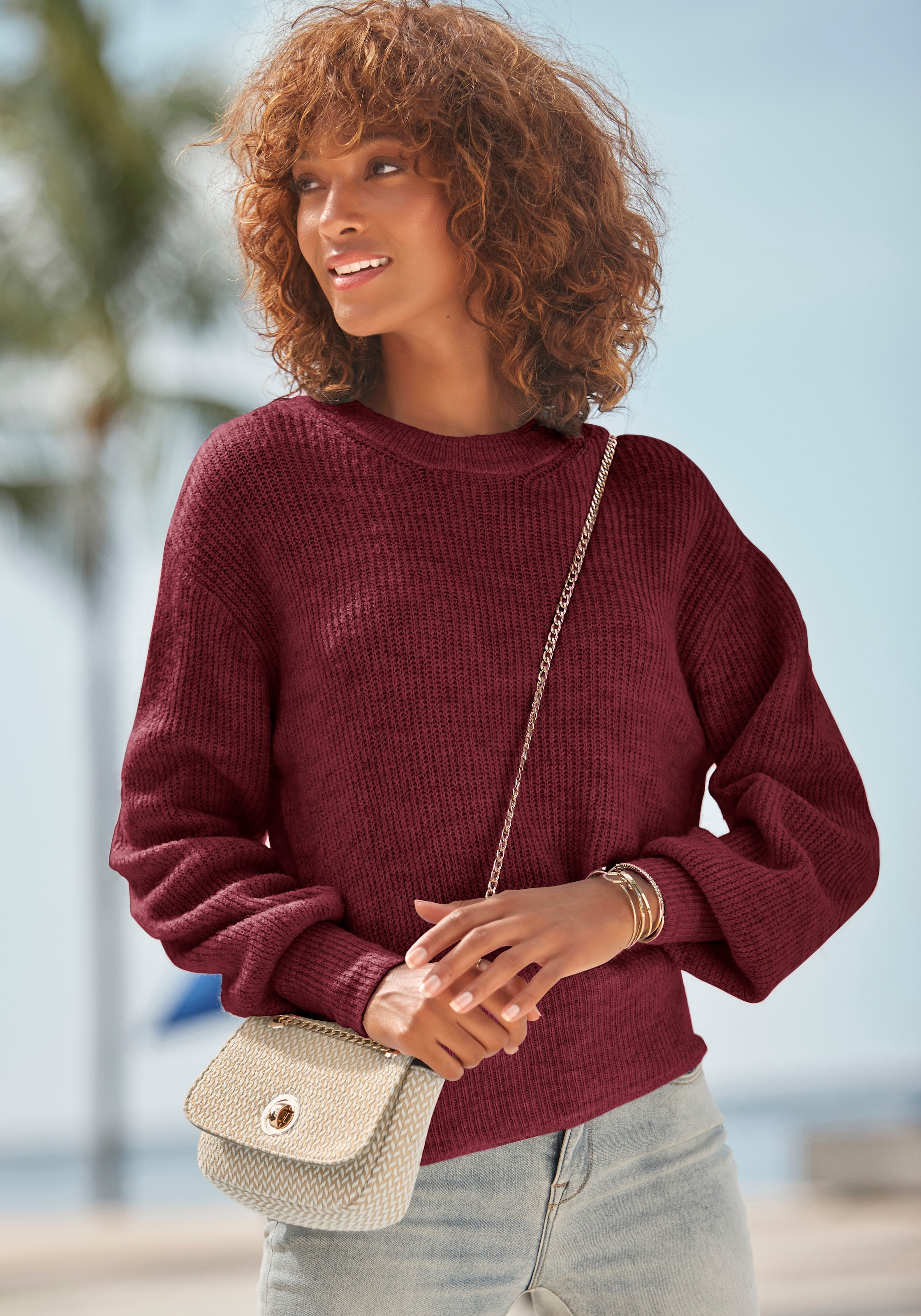 Image of LASCANA Strickpullover in Melange-Optik, lockerer Damenpullover, Basic