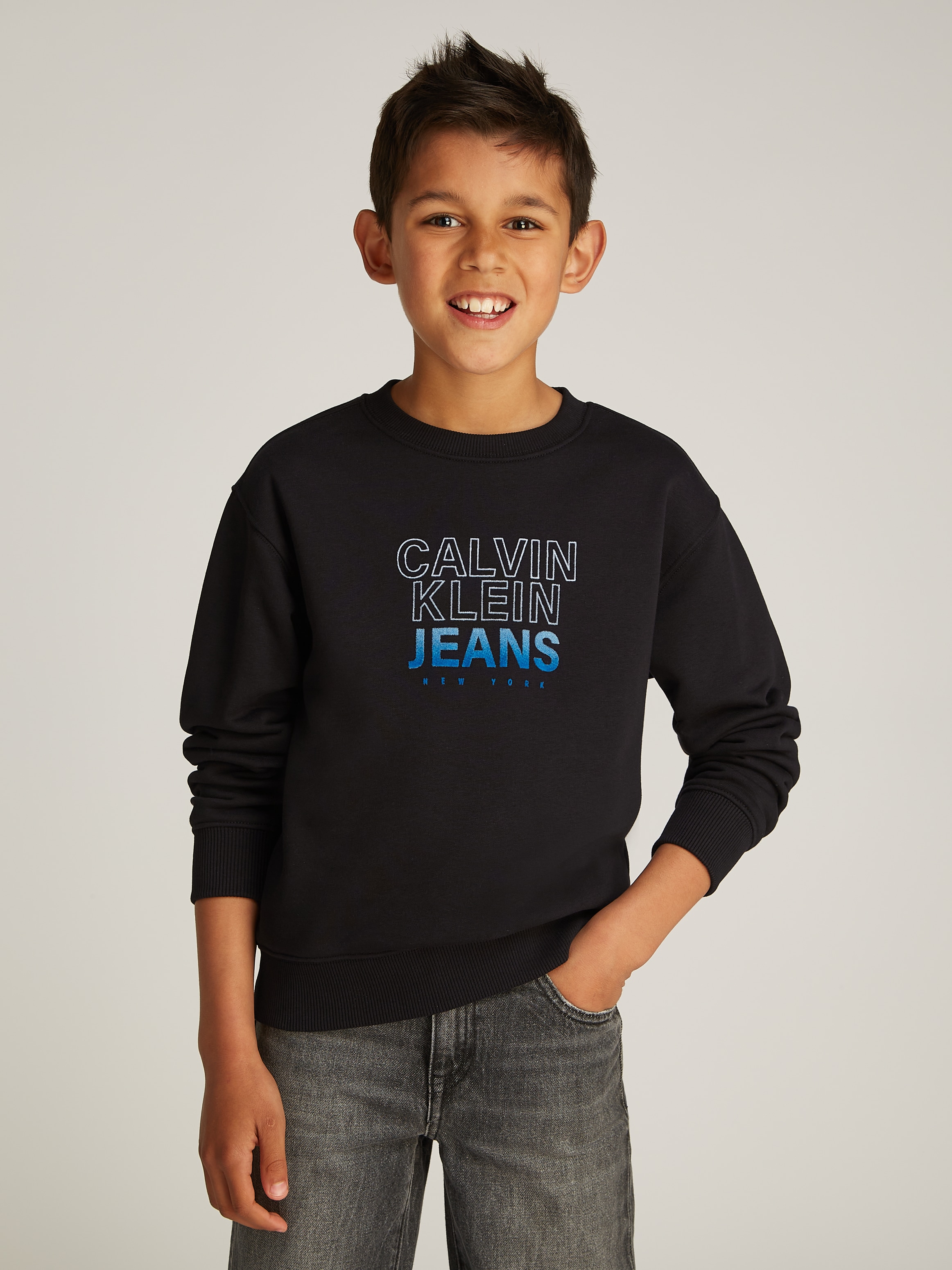 Calvin Klein Jeans Sweatshirt »GRADIENT FLOCK LOGO CN«, für Kinder bis 16 Jahre mit Logoprägung