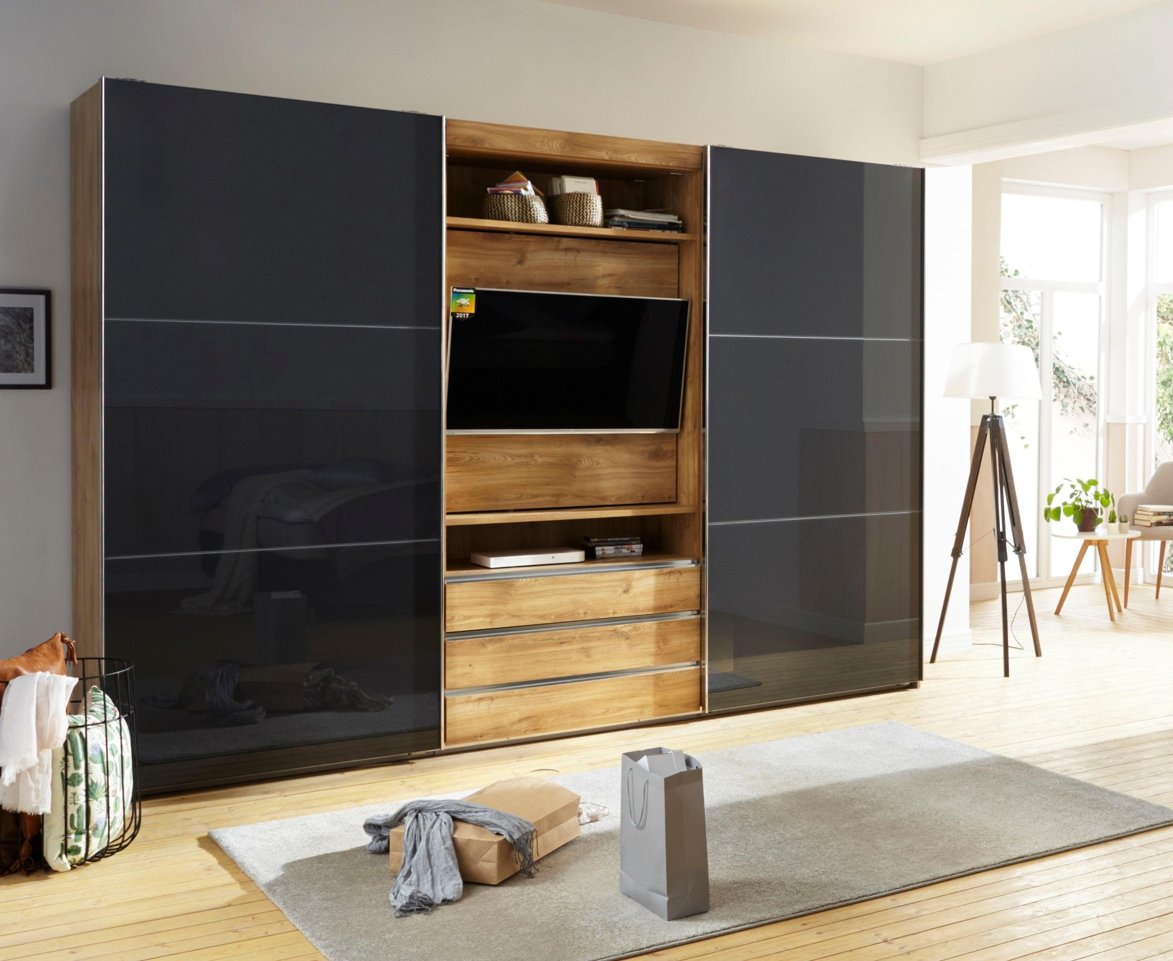 Wimex Schwebetürenschrank »Magic by fresh to go«, tolles EXTRA: mit drehbarem TV-Element, Fronten aus Glas