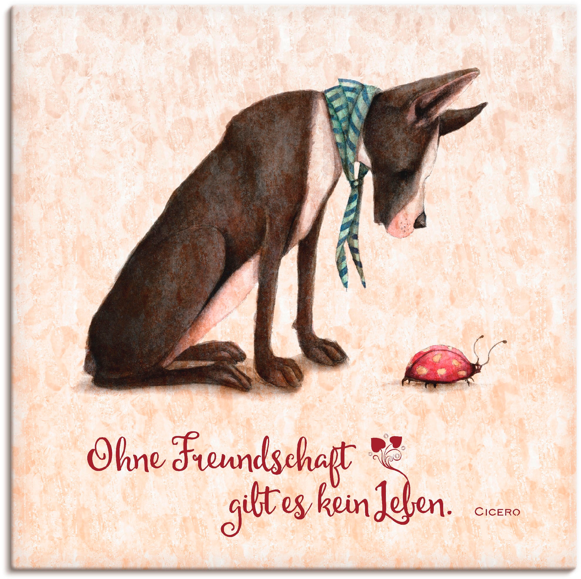 Image of Artland Leinwandbild "Lebensweisheit Freundschaft" Tiere 1 Stk. tlg. auf Holzrahmen gespannt