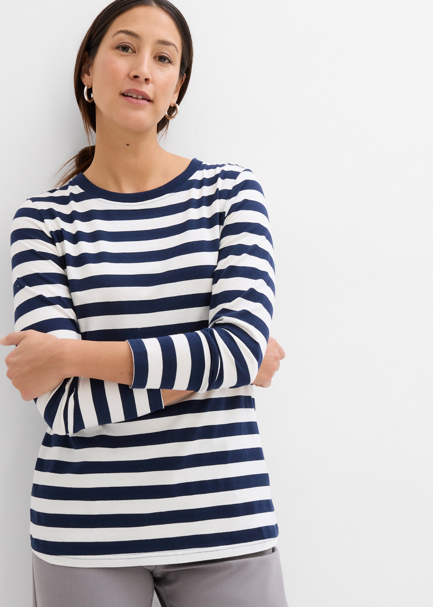 Image of bonprix Langarmshirt Langarm, Ringel, aus reiner Baumwolle