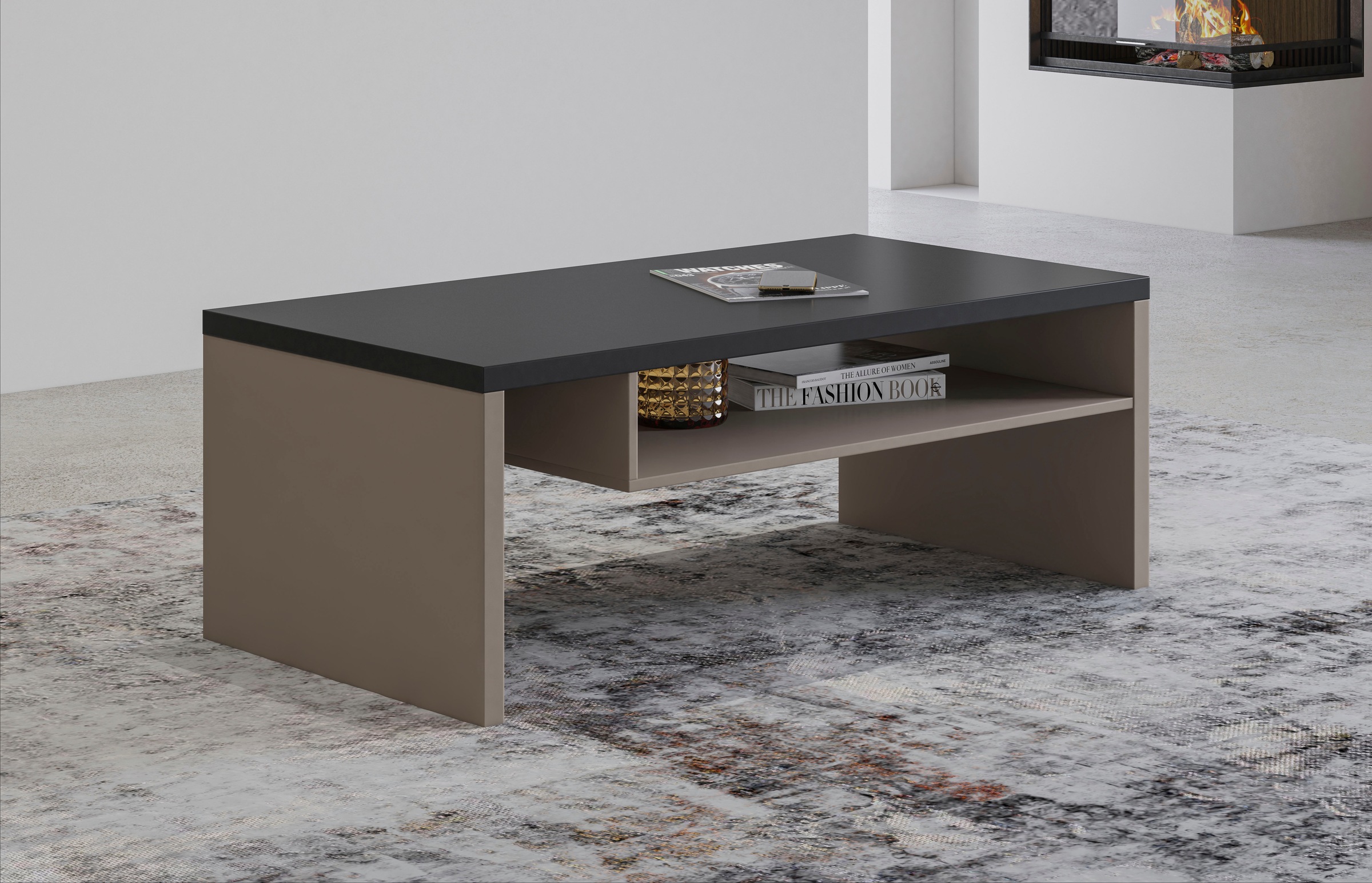 Image of GOODproduct Couchtisch "Cross, Breite 120 cm, moderner Sofatisch für Wohnzimmer" Tisch mit offenem Fachboden