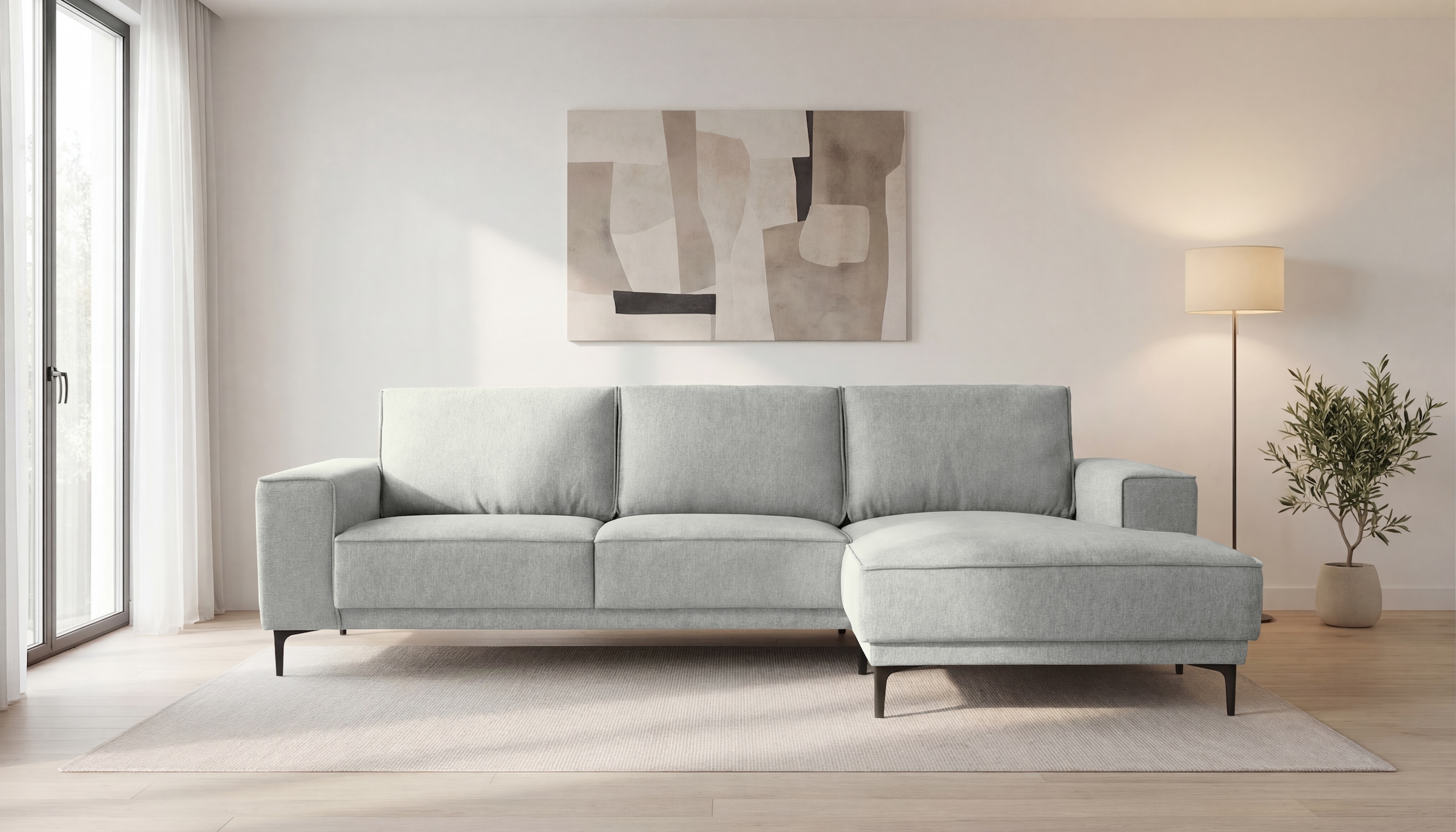 Home affaire Ecksofa »OLAND Struktur L-Form, B: 280 cm, Skandi-Design« L-Form, 280 cm, Wellenunterfederung, Skandi-Design, Metallfüsse