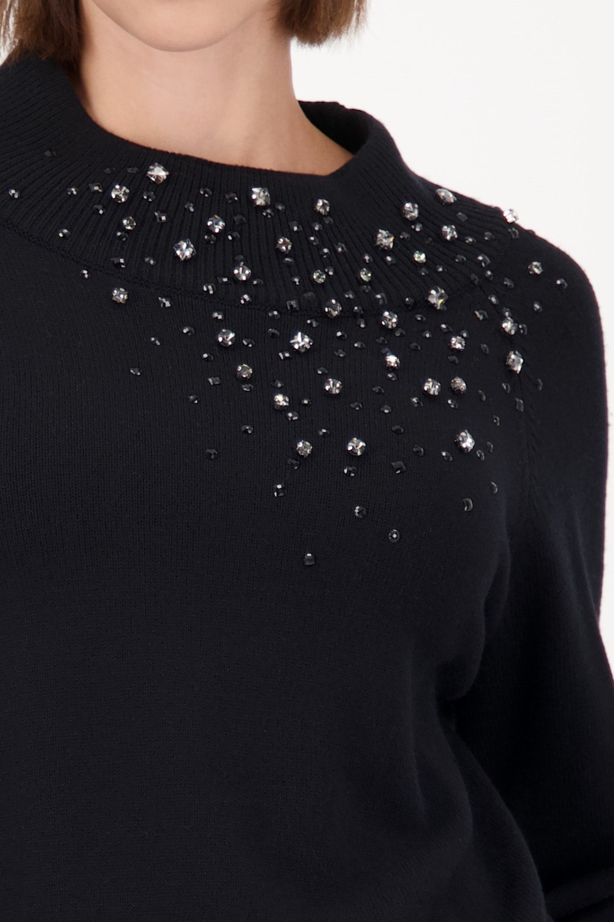 Monari Pull en tricot »Pullover Schmucksteine« Regular fit mit Stehkragen