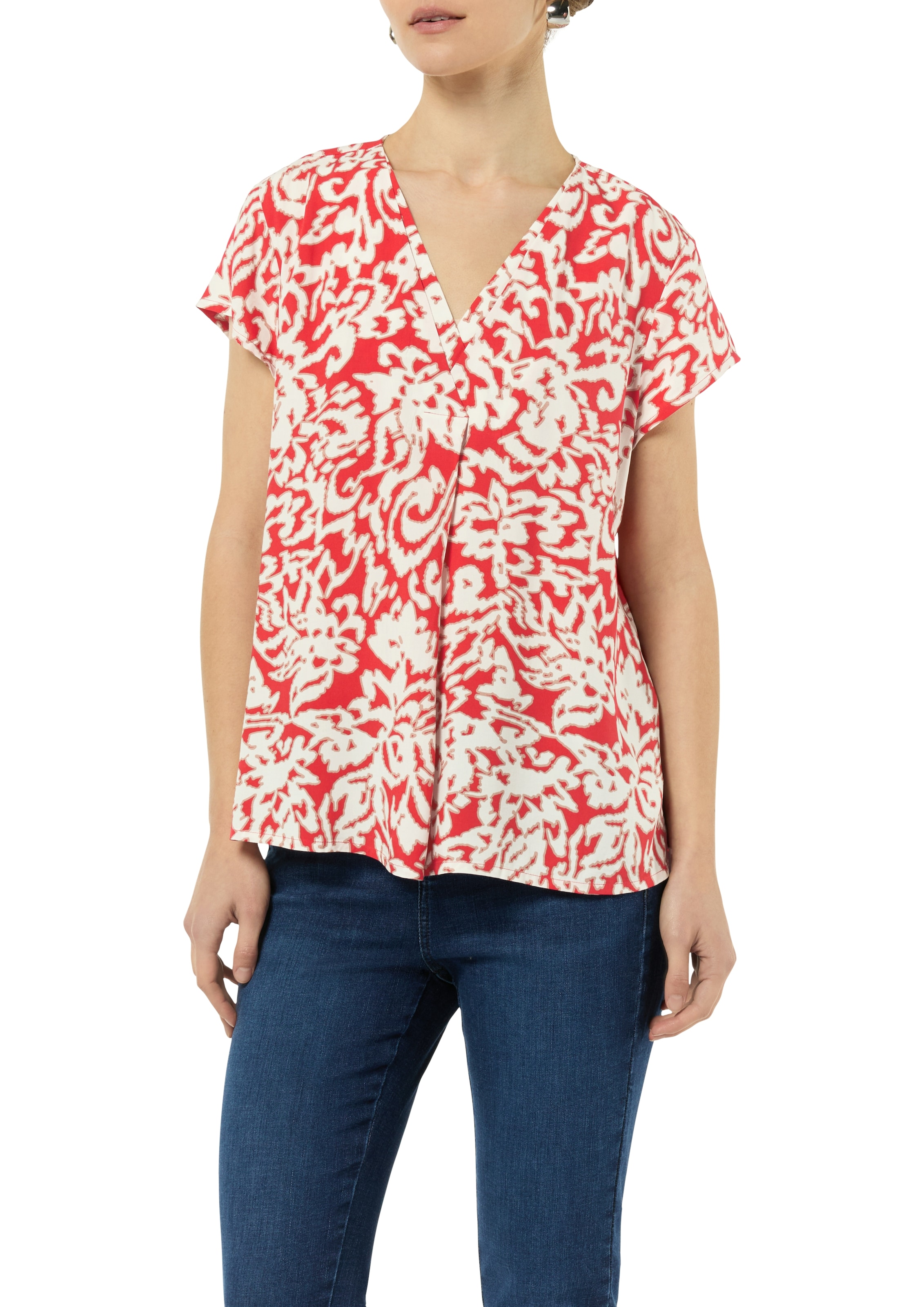 Shirtbluse, mit V-Ausschnitt und Allover-Print