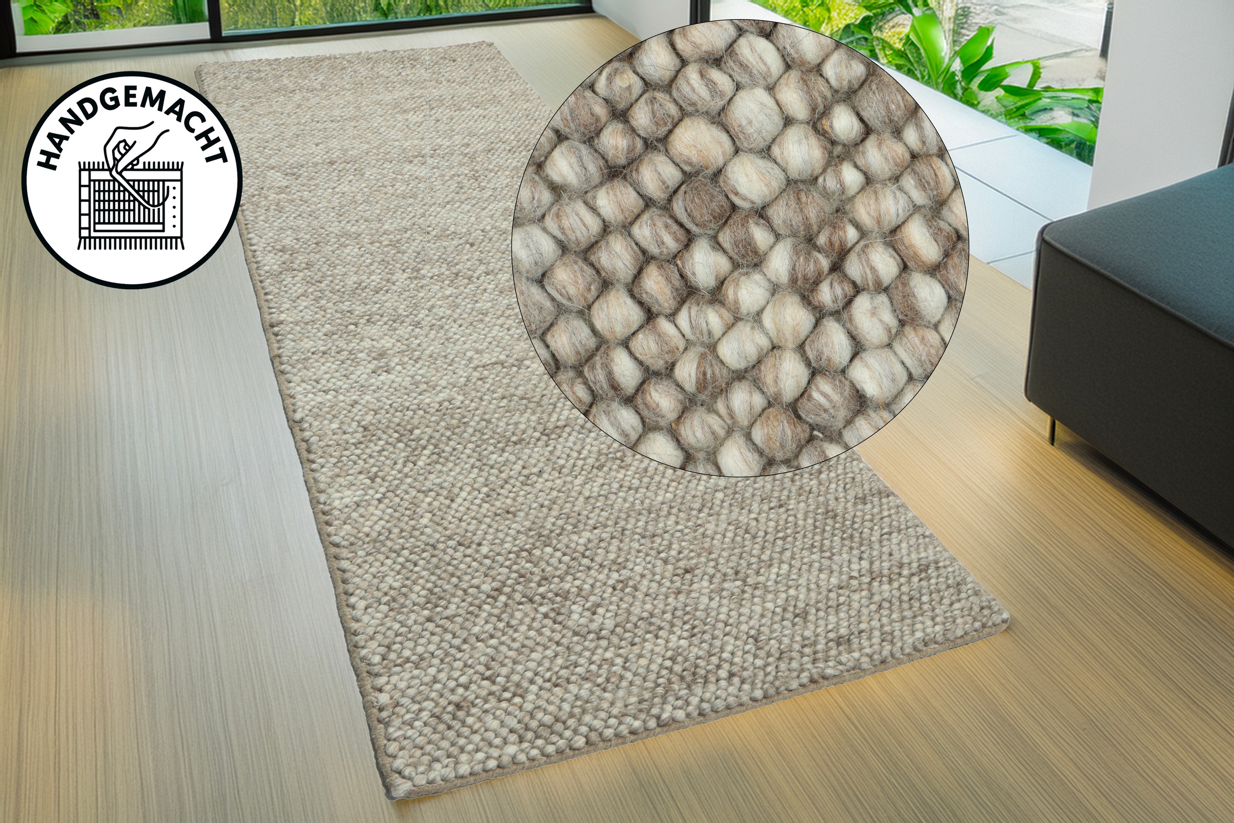 Image of GOODproduct Läufer "Wolly, handgewebt, Handweb Teppich" rechteckig 14 mm Höhe Wolle, Brücke, Flur, Schlafzimmer, Wohnzimmer