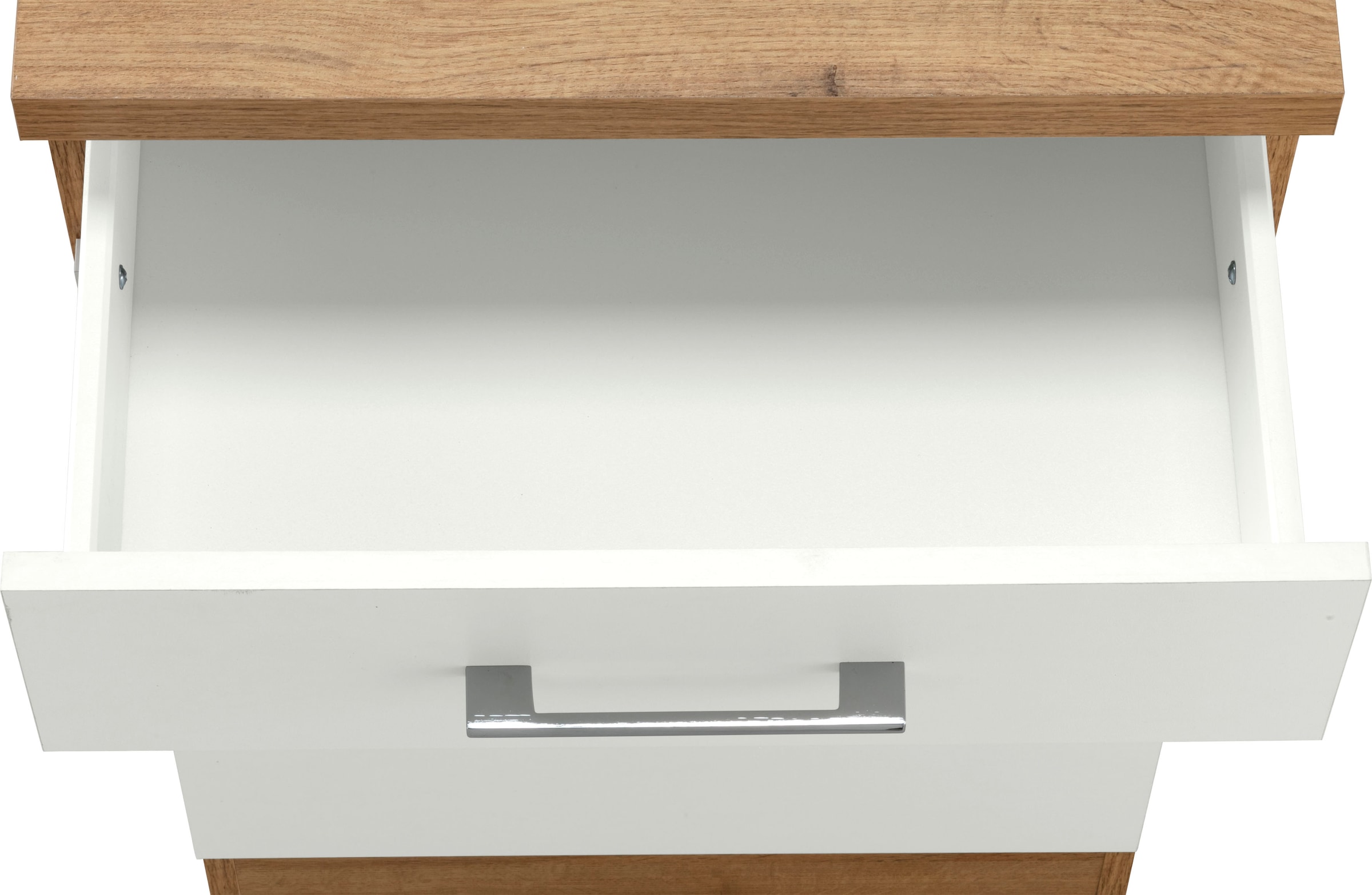 KOCHSTATION Armoire basse coulissante »KS-Colmar« 50 cm, avec poignée en métal, tout à portée de main grâce à deux grands tiroirs