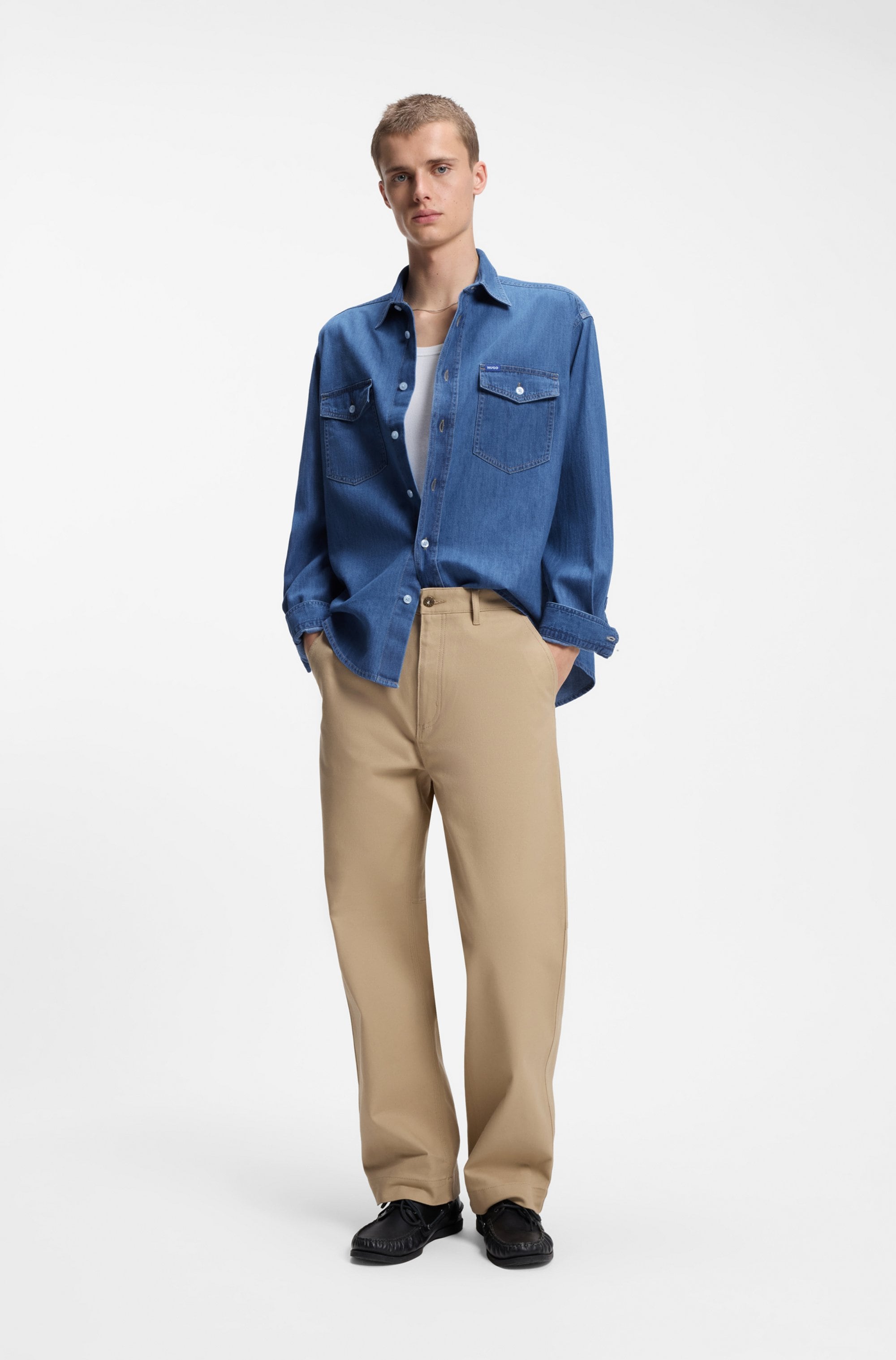 HUGO Blue Chemise en jean »Ebino« in cooler Waschung