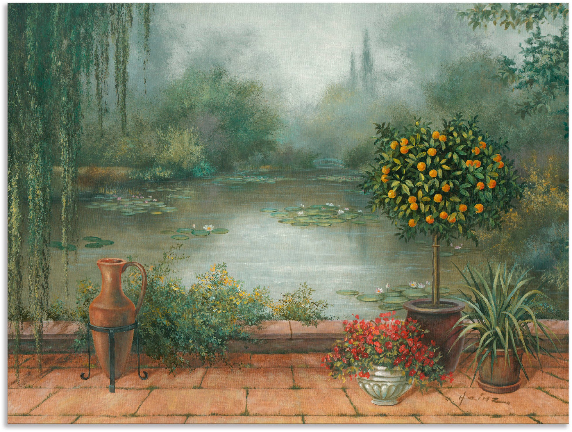 Image of Artland Wandbild »Terrasse am See«, Gewässer, (1 St.), in vielen Grössen & Produktarten - Alubild / Outdoorbild für den Aussenbereich, Leinwandbild, Poster, Wandaufkleber / Wandtattoo auch für Badezimmer geeignet bei Ackermann Versand Schweiz