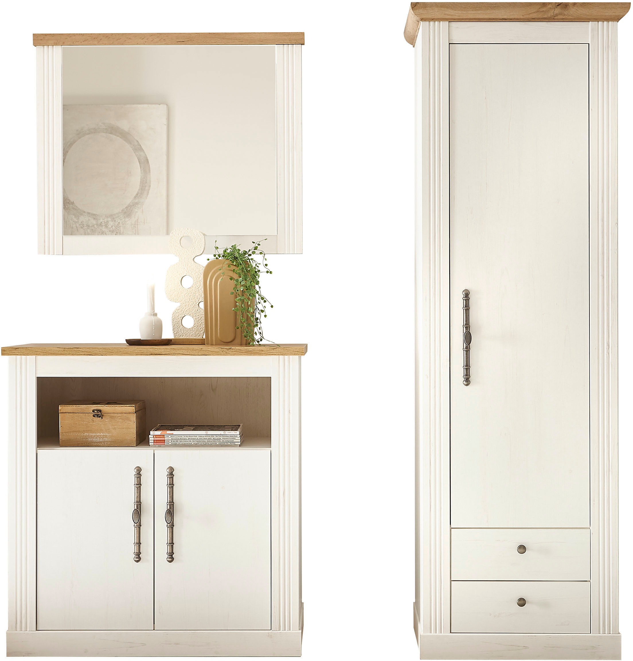 Image of GOODproduct Garderoben-Set "WESTMINSTER" Kommode, Spiegel, Garderobenschrank, 3 Stk. tlg.