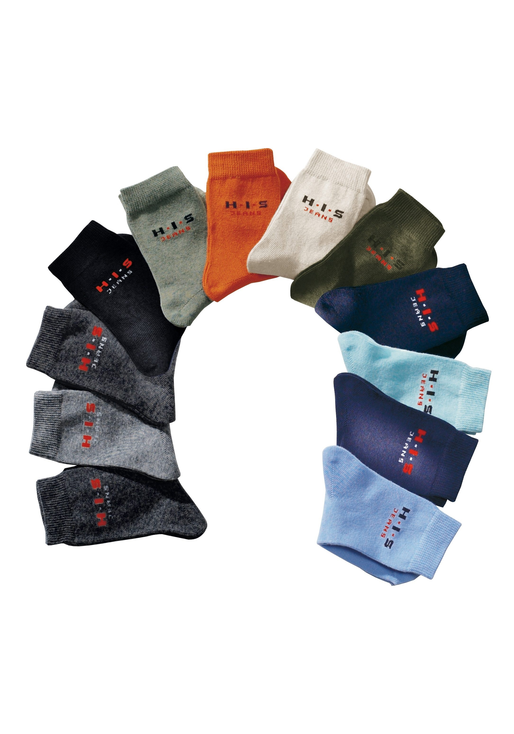 H.I.S Basicsocken, (4 Paar), mit kontrasfarbenem Logo