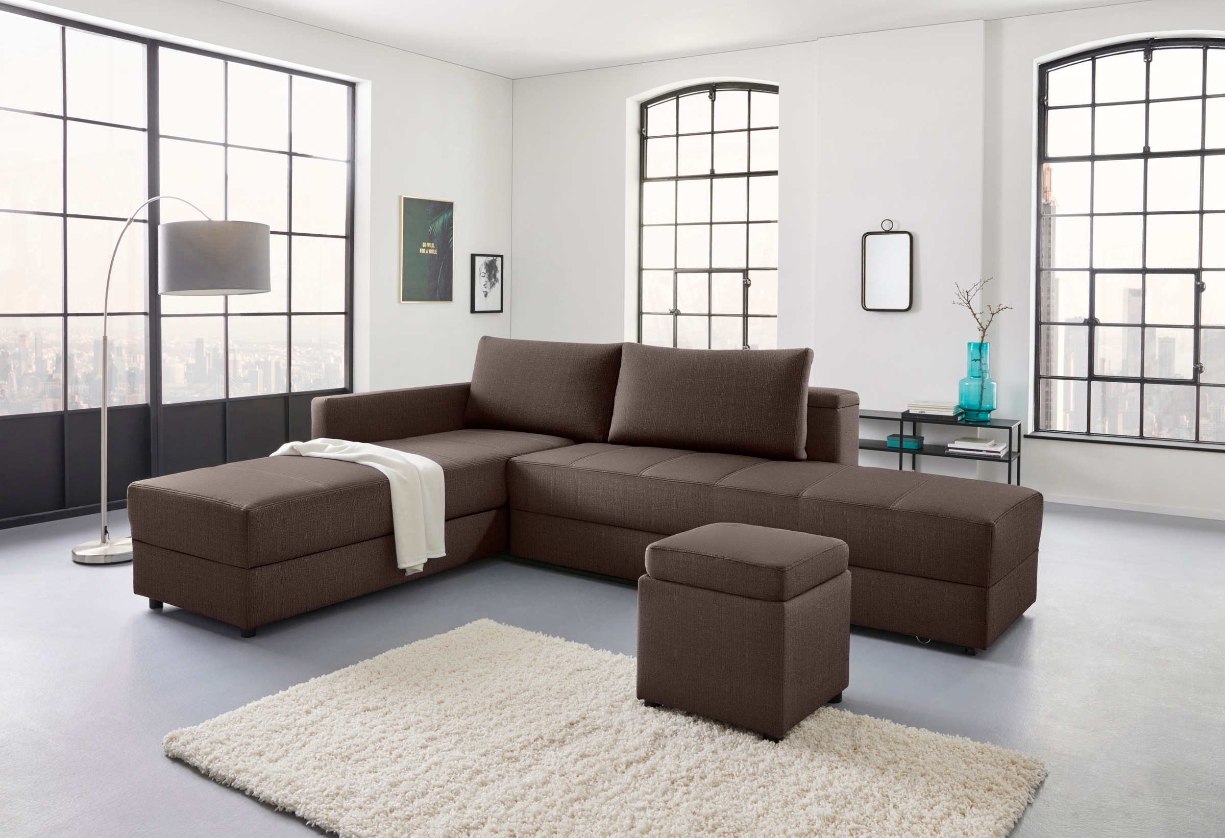 LOOKS by Wolfgang Joop Ecksofa »LooksIII L-Form« durch Drehfunktion zum Bett wandelbar, inklusive Staufach