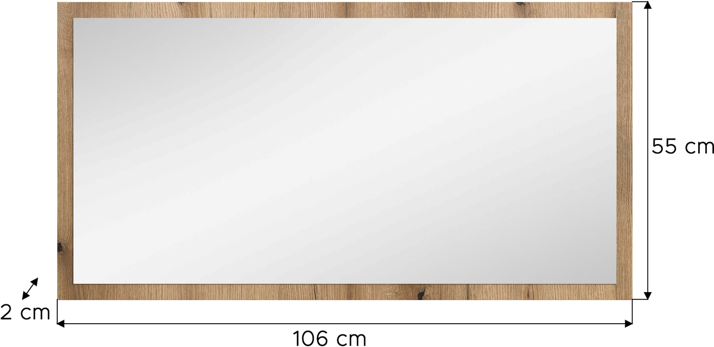 Home affaire Spiegel »TATIO,106x55x2 cm, grosse Spiegelfläche« Garderobenspiegel, Flurspiegel