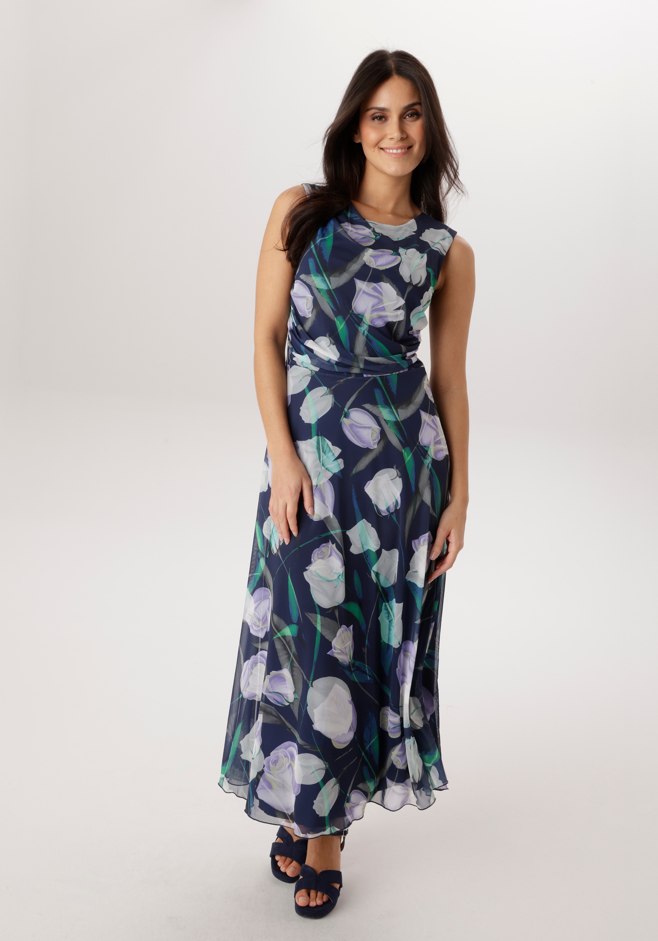 Image of Aniston SELECTED Midikleid in Mesh-Qualiät und floralem Blütendruck - NEUE KOLLEKTION
