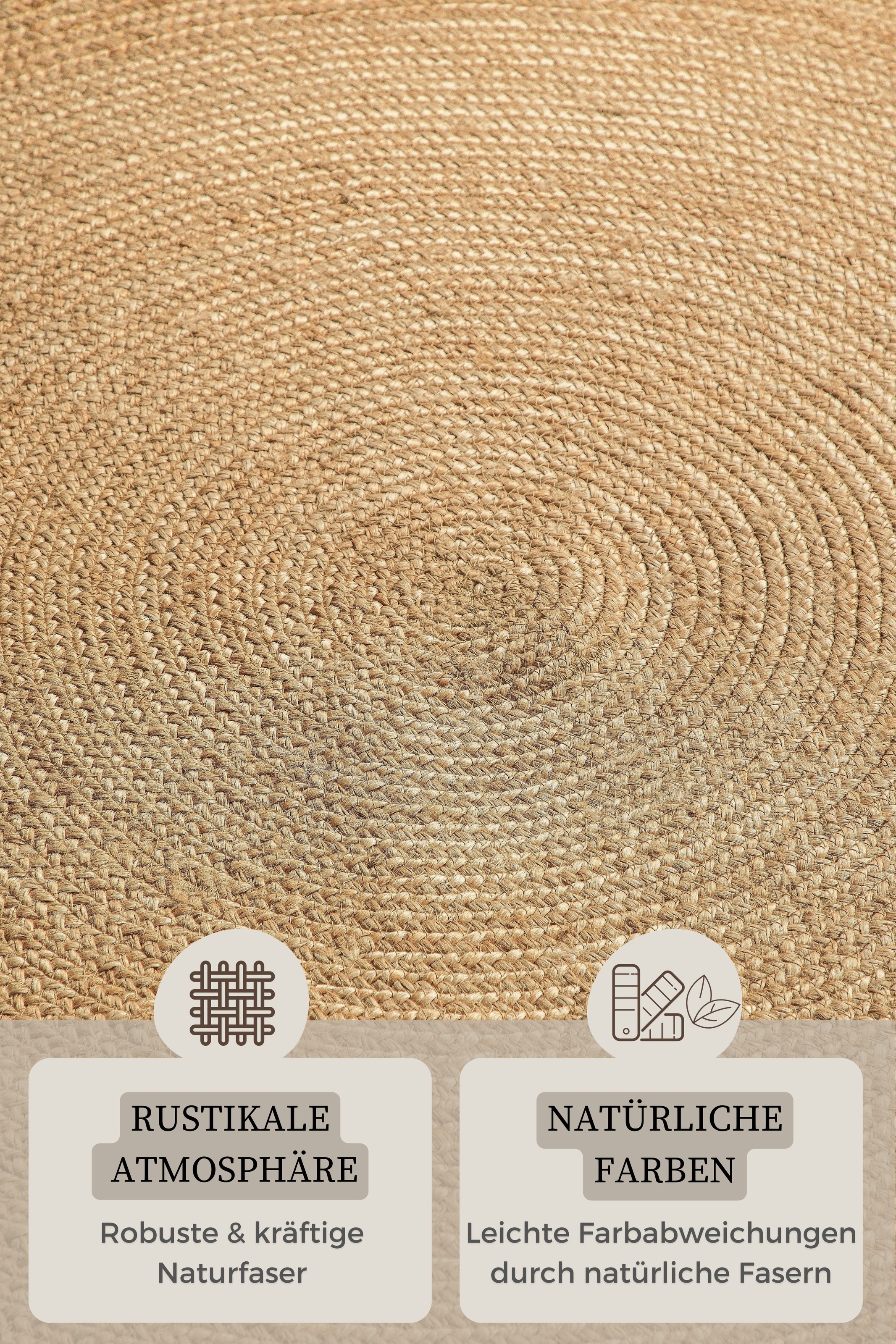 HANSE Home Teppich »Rangpur Juteteppich«, rund, 10 mm Höhe, Handgewebt, 100% Jute, Natur, Wohnzimmer, Flur, Boho, Skandi