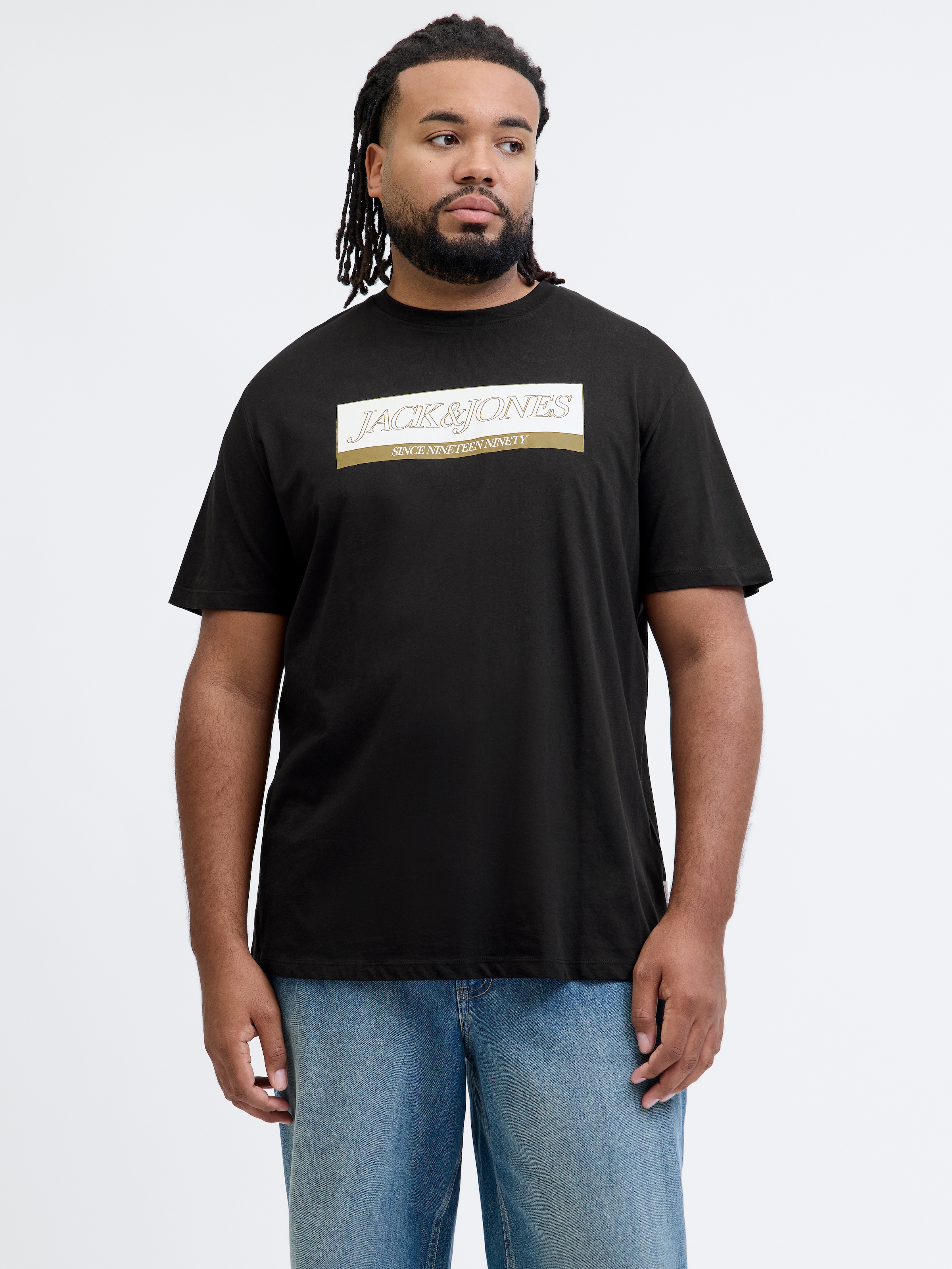 Image of Jack & Jones PlusSize T-Shirt "JORINWOOD BLOCK BRANDING TEE SS CN PLS"