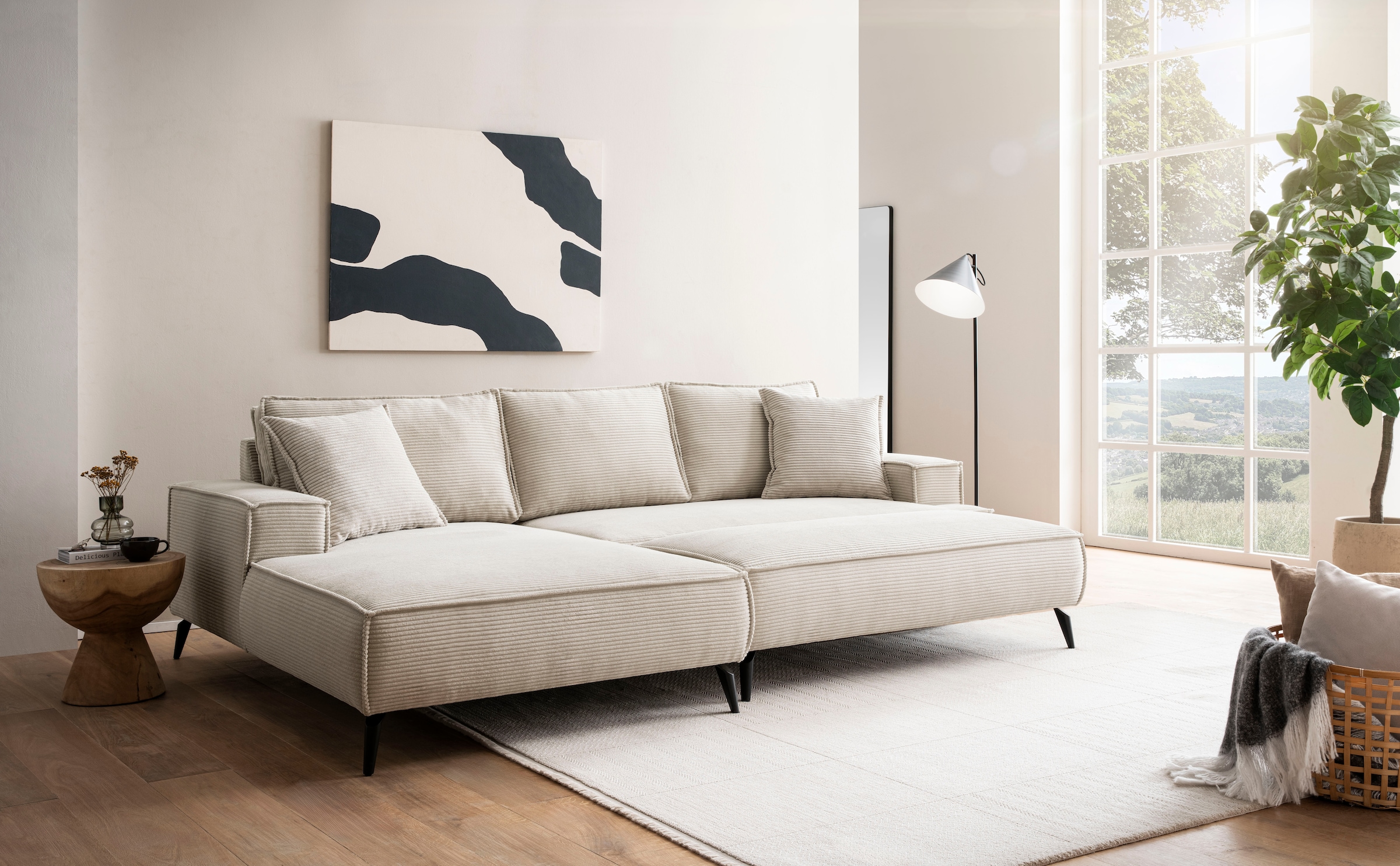 andas Sitzgruppe »TVINNU, Polsterecke L-Form, Schlaffunktion, mit Hocker«, (Set, 2 tlg.), stellbar zum Schlafsofa (Krokodilverbinder)