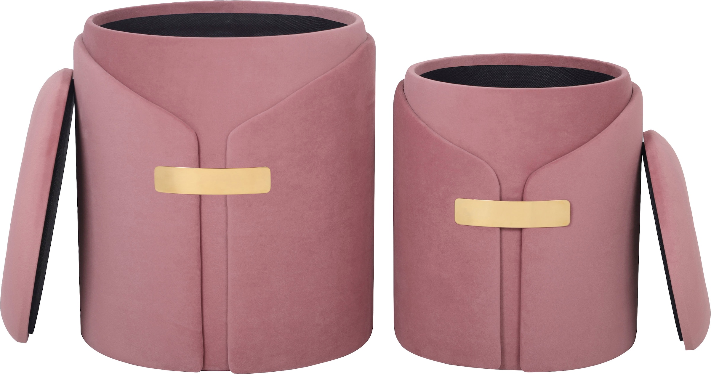 Image of Kayoom Polstergarnitur "Hocker Forcet 125 2er-Set, Edler Kunstsamtbezug" Set, Hocker 1: B 30,5/ H 38,5/ T 30,5 cm Hocker 2: B 37/ H 44,5/ T 37 cm, 2 Stk. tlg. modern, mit Stauraum, dekorativ, Viele dekorative Farbkombinationen