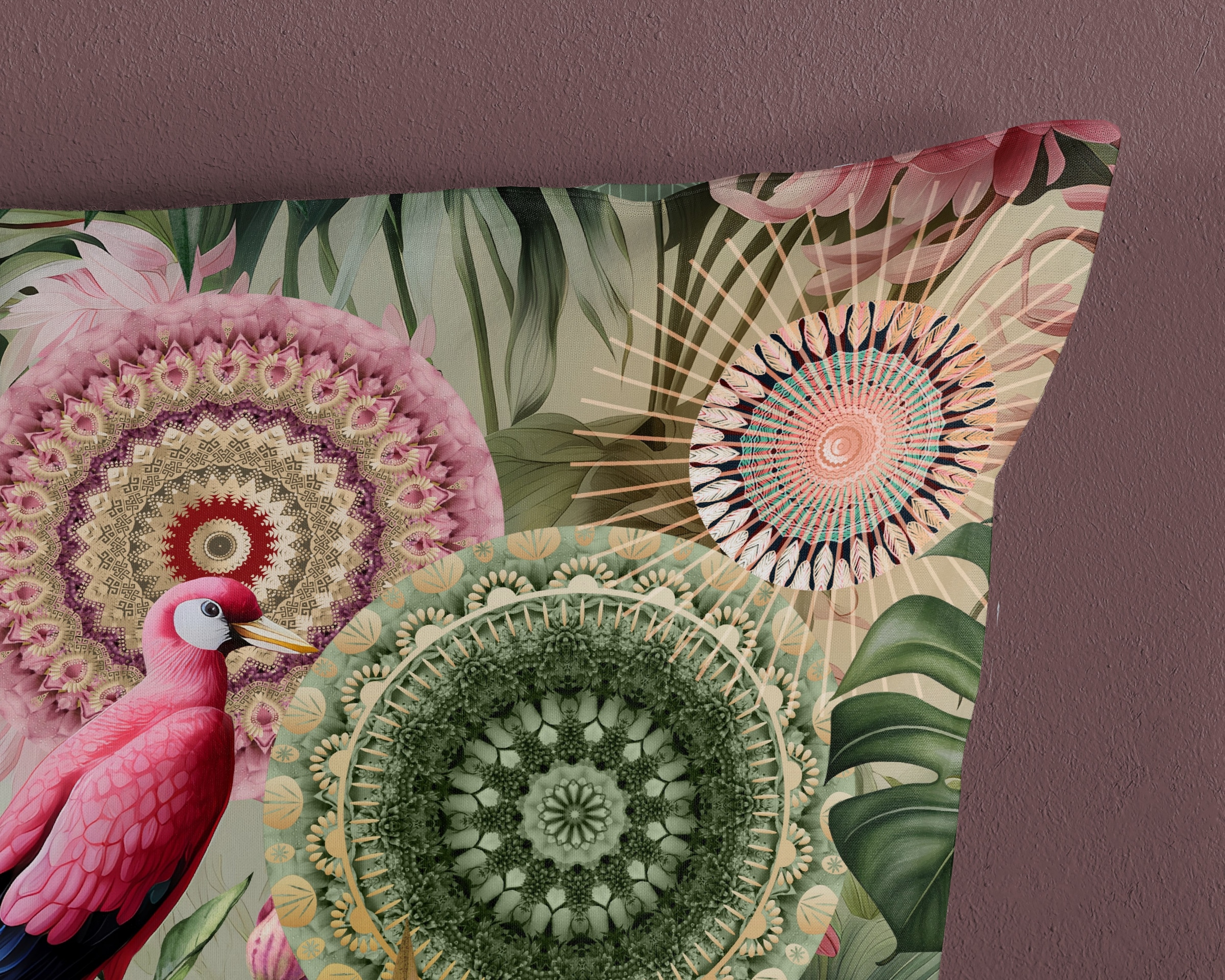 hip Wendebettwäsche »Palay«, Satin, Reissverschluss, Wendeoptik, Mandala, Blätter, grün