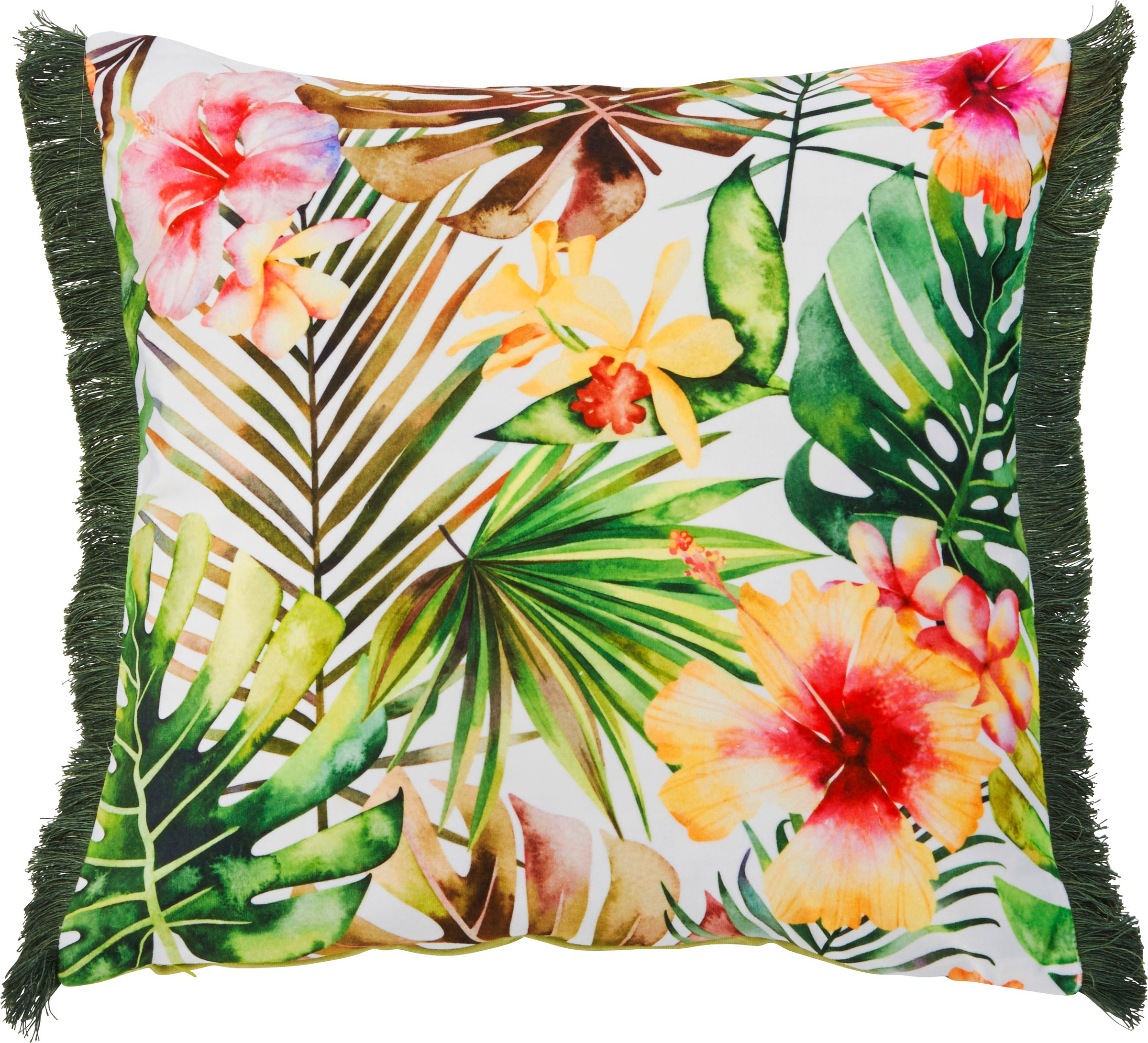 Image of done. Dekokissen "Fringe Jungle Flowers" bedruckt, Reissverschluss, Kissenhüle ohne Füllung, 1 Stück