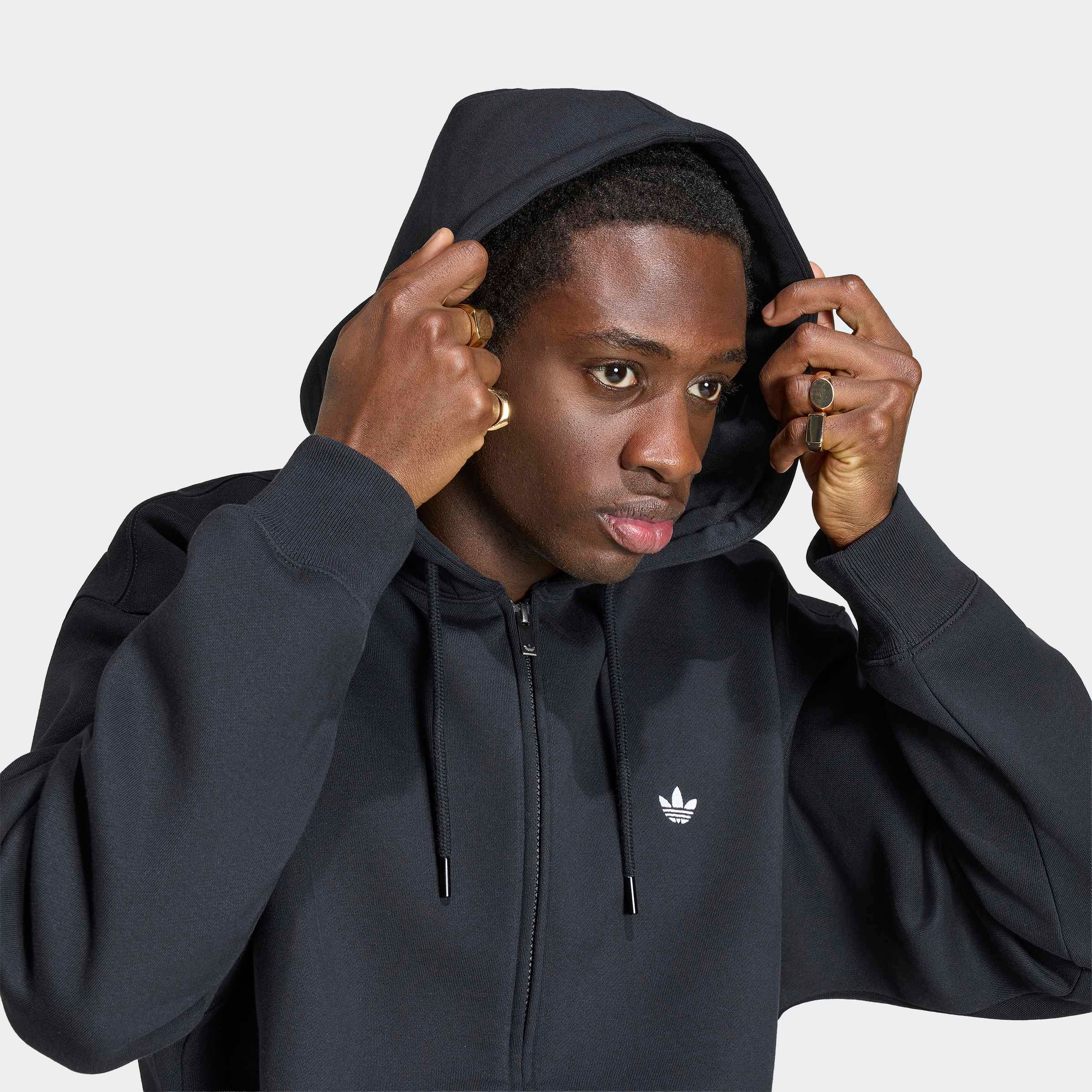 adidas Originals Sweat à capuche »TREFOIL ESSENTIALS HOODIE, LOCKER GESCHNITTEN, MIT DURCHGEHENDEM REISS«, avec cordon, longueur normale
