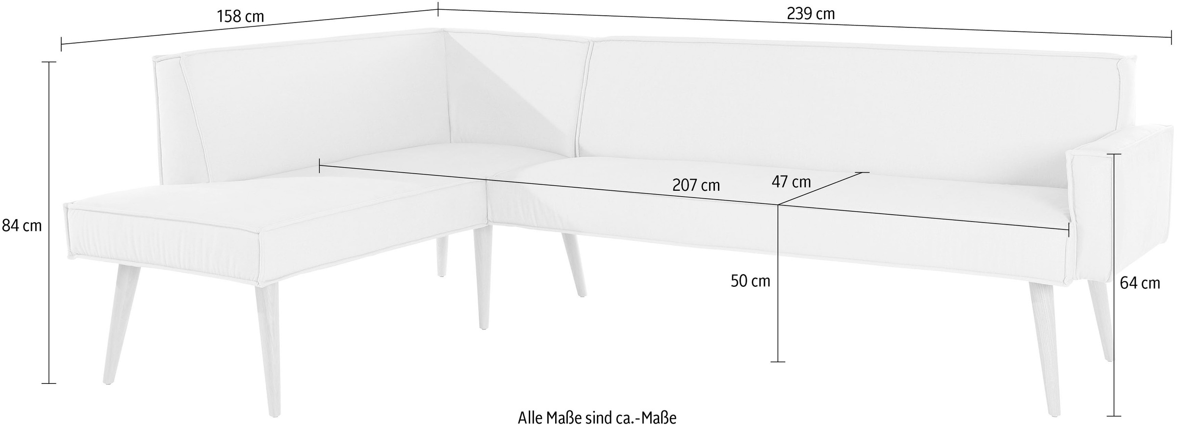 exxpo - sofa fashion Eckbank »Lungo, moderne Kedernaht, bequem und elegant, hoher Holzfuss«, hochwertige Detailverarbeitung, frei im Raum stellbar