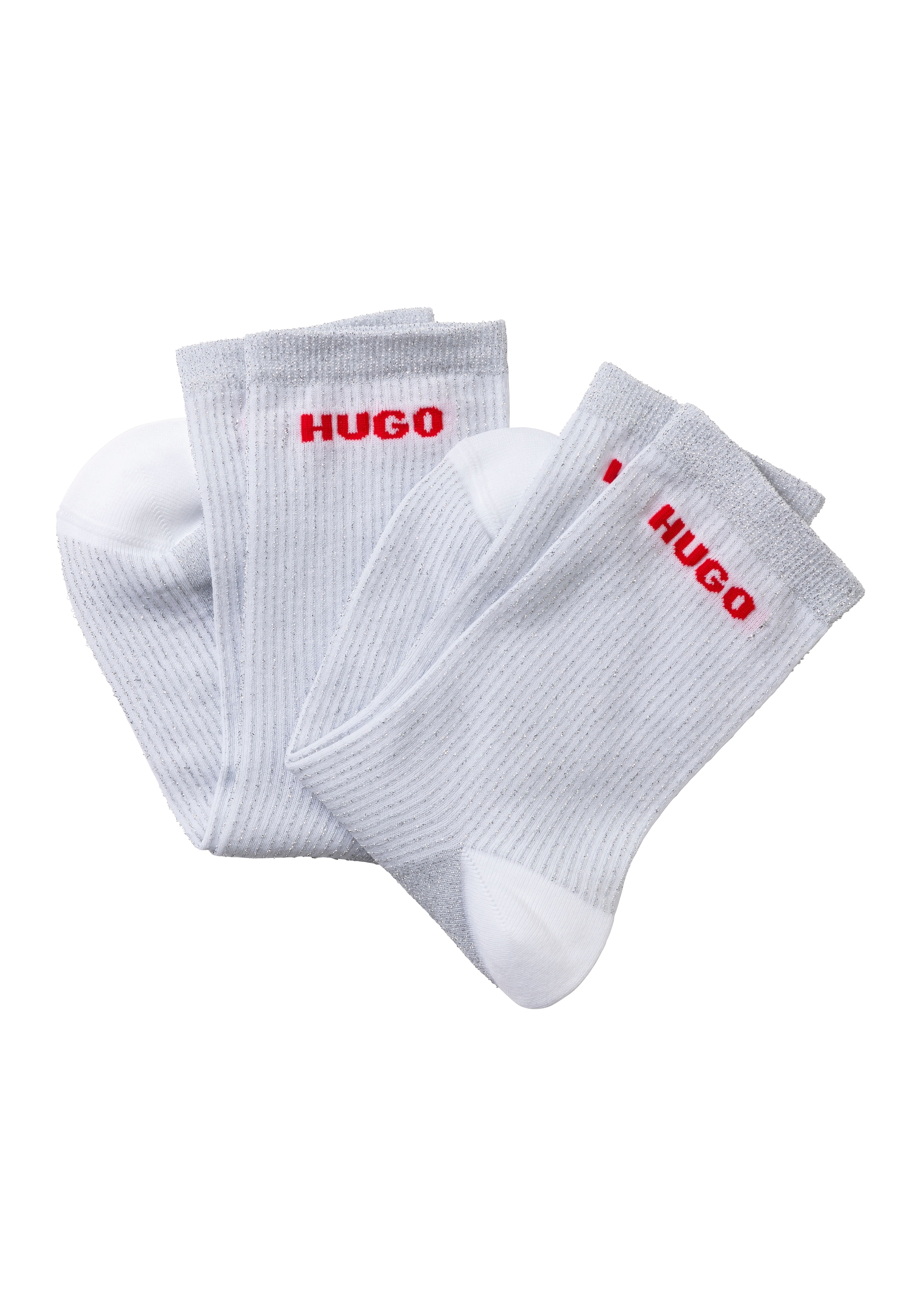 Image of HUGO Underwear Freizeitsocken "2P QS RIB LUREX PA W" Packung, 2 Paar tlg. mit glänzenden Fäden