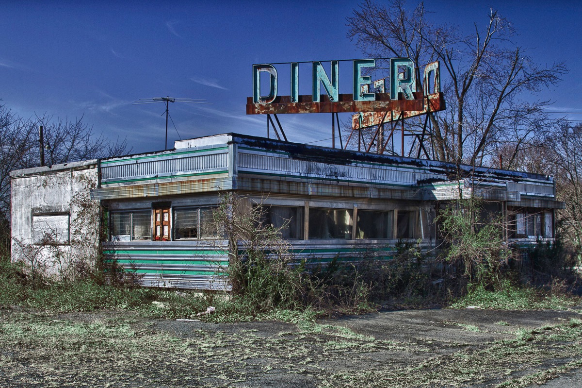 Image of Papermoon Fototapete »VINTAGE DINER-ROUTE 66 VERLASSENER ORT RETRO AMERIKA«, Vliestapete, hochwertiger Digitaldruck, inklusive Kleister bei Ackermann Versand Schweiz