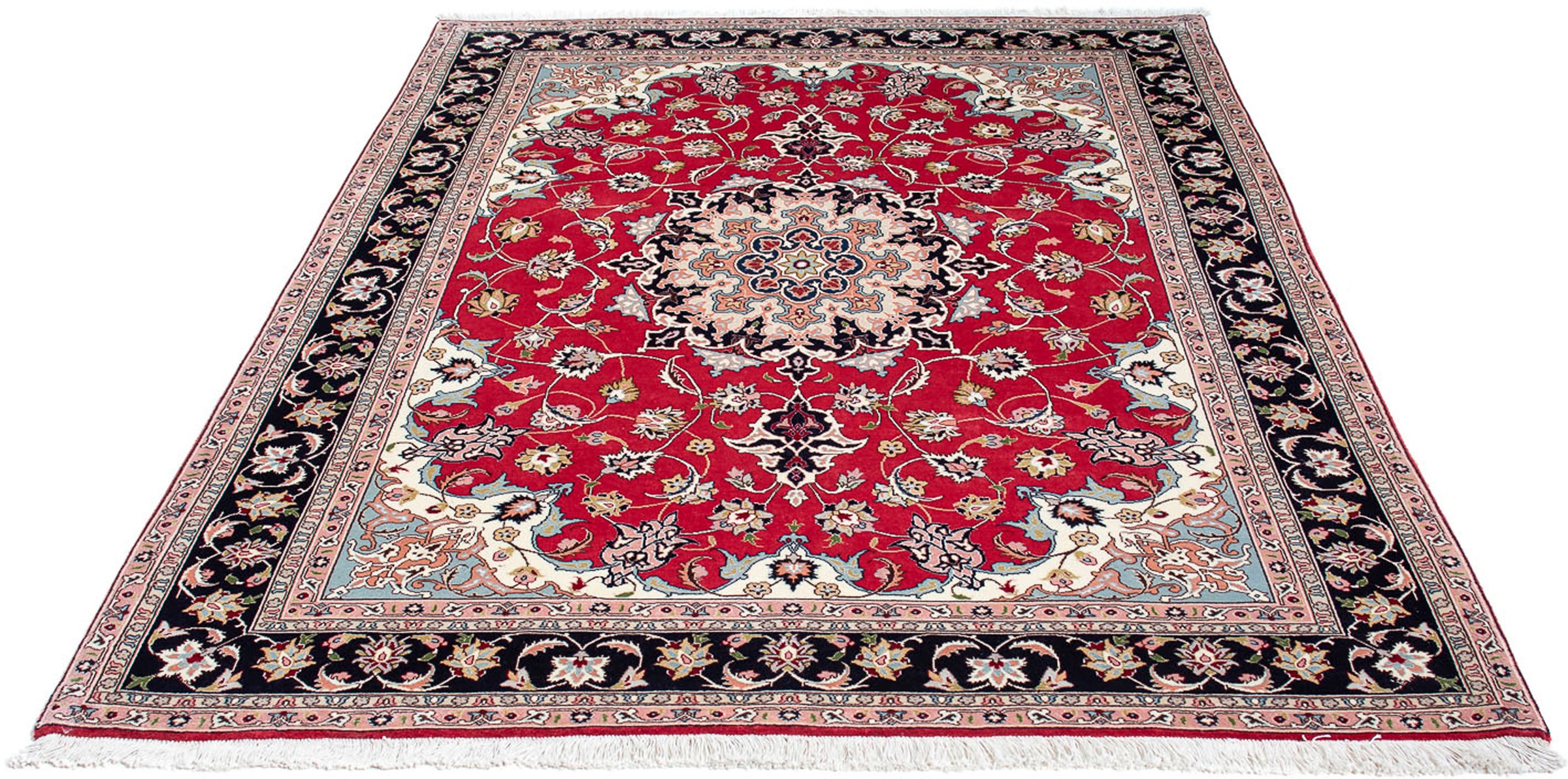 Image of morgenland Orientteppich »Täbriz - 201 x 151 cm - rot«, rechteckig, 10 mm Höhe, Wohnzimmer, Handgeknüpft, Einzelstück mit Zertifikat bei Ackermann Versand Schweiz