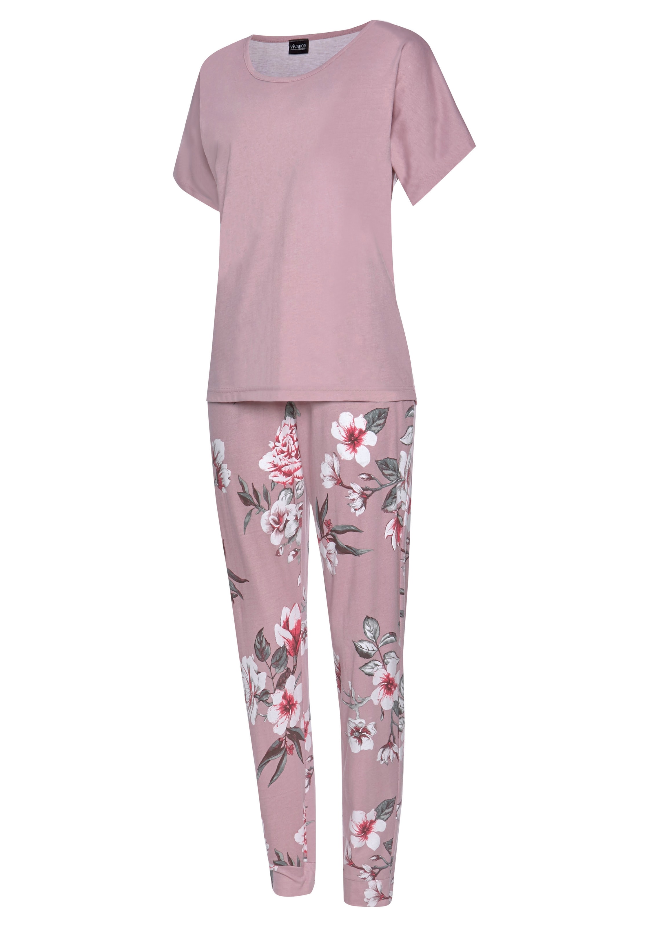 Vivance Dreams Pyjama, (4 tlg., 2 Stück), mit Blumendruck