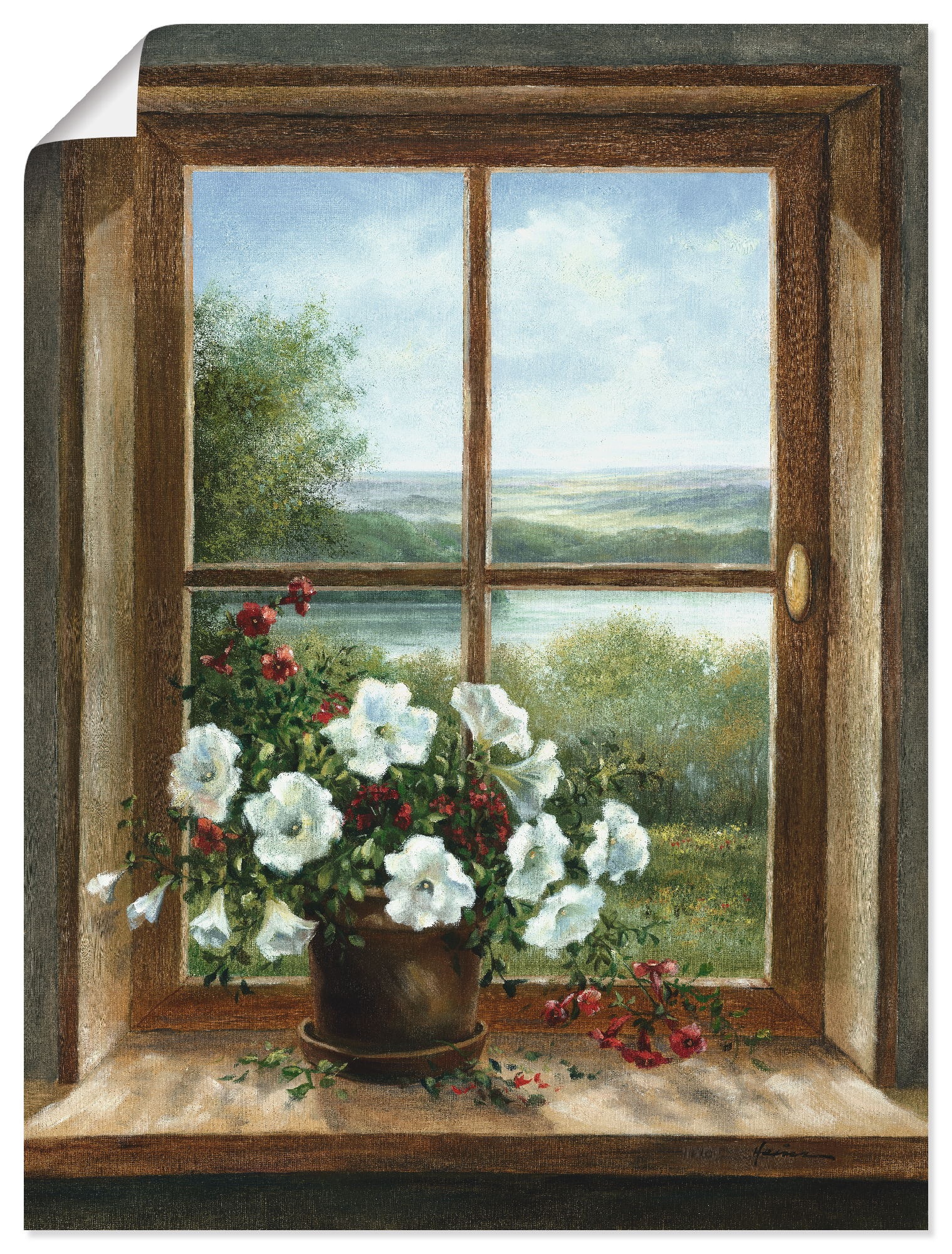 Image of Artland Wandbild »Blumen am Fenster«, Arrangements, (1 St.), in vielen Grössen & Produktarten - Alubild / Outdoorbild für den Aussenbereich, Leinwandbild, Poster, Wandaufkleber / Wandtattoo auch für Badezimmer geeignet bei Ackermann Versand Schweiz