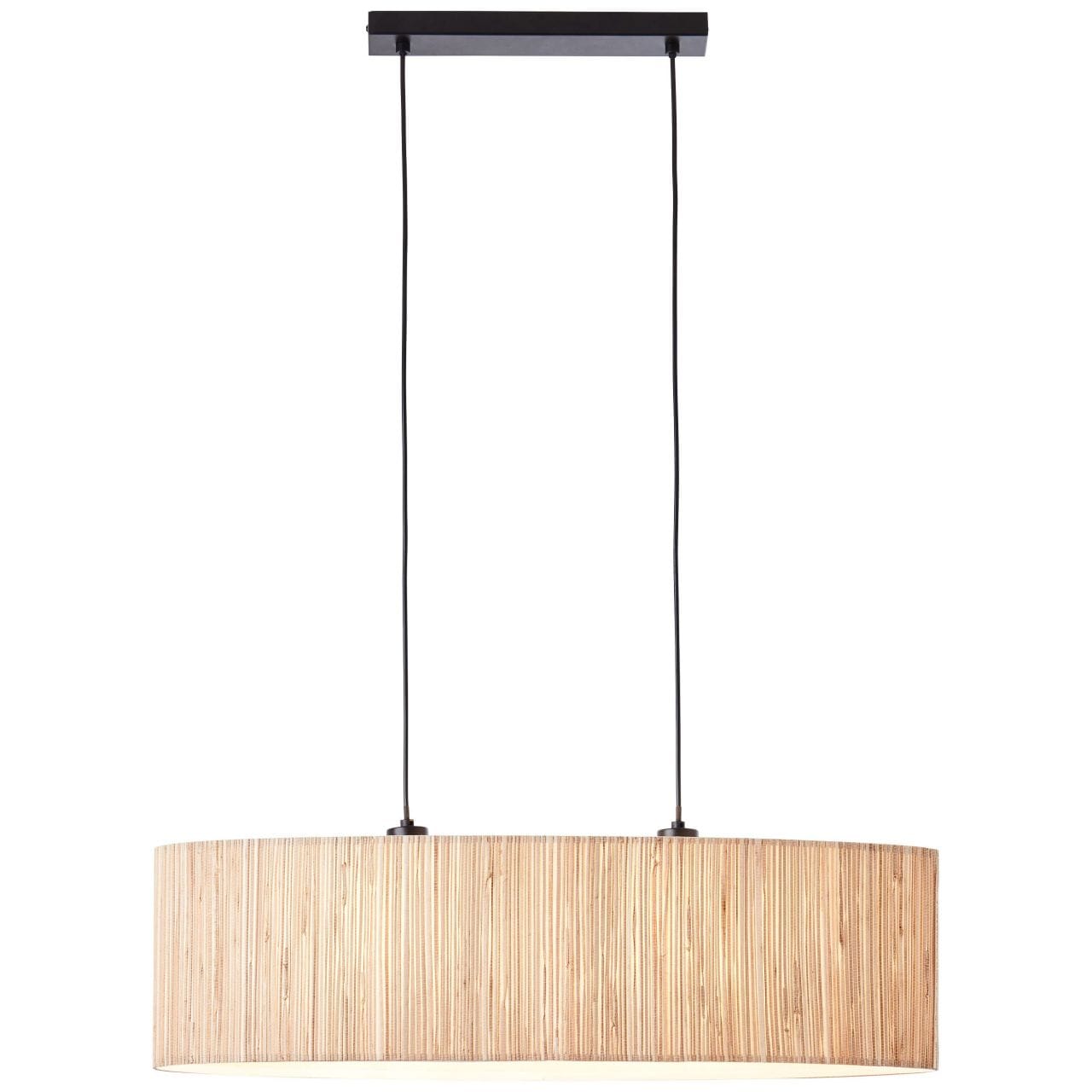 Brilliant Pendelleuchte »Wimea«, 2 flammig-flammig, H 120 cm, B 78 cm, 2 x E27, kürzbar, Metall/Seegras, schwarz/natur