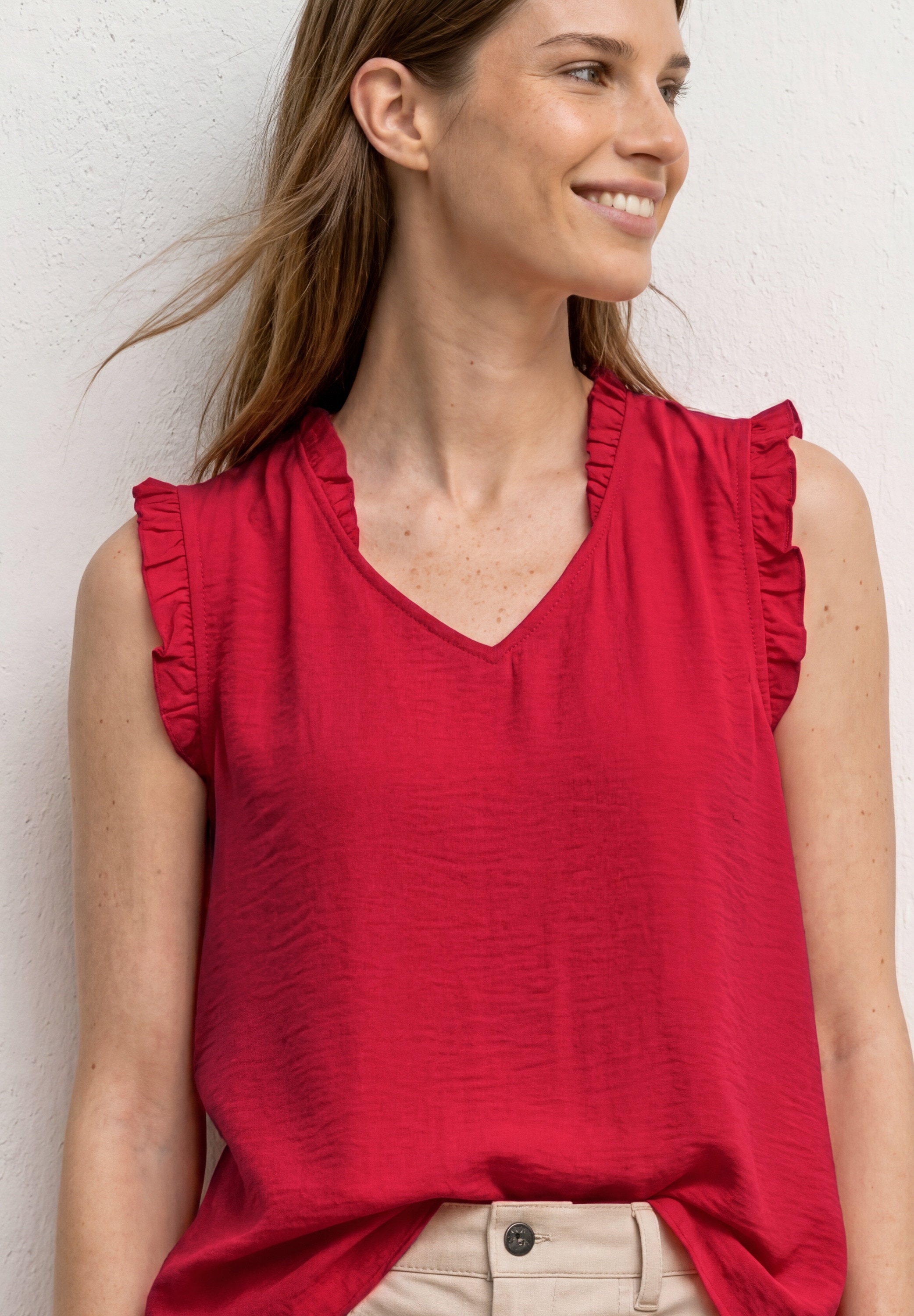 STREET ONE Chemisier à volants Sommertop mit V-Neck und Rüschen