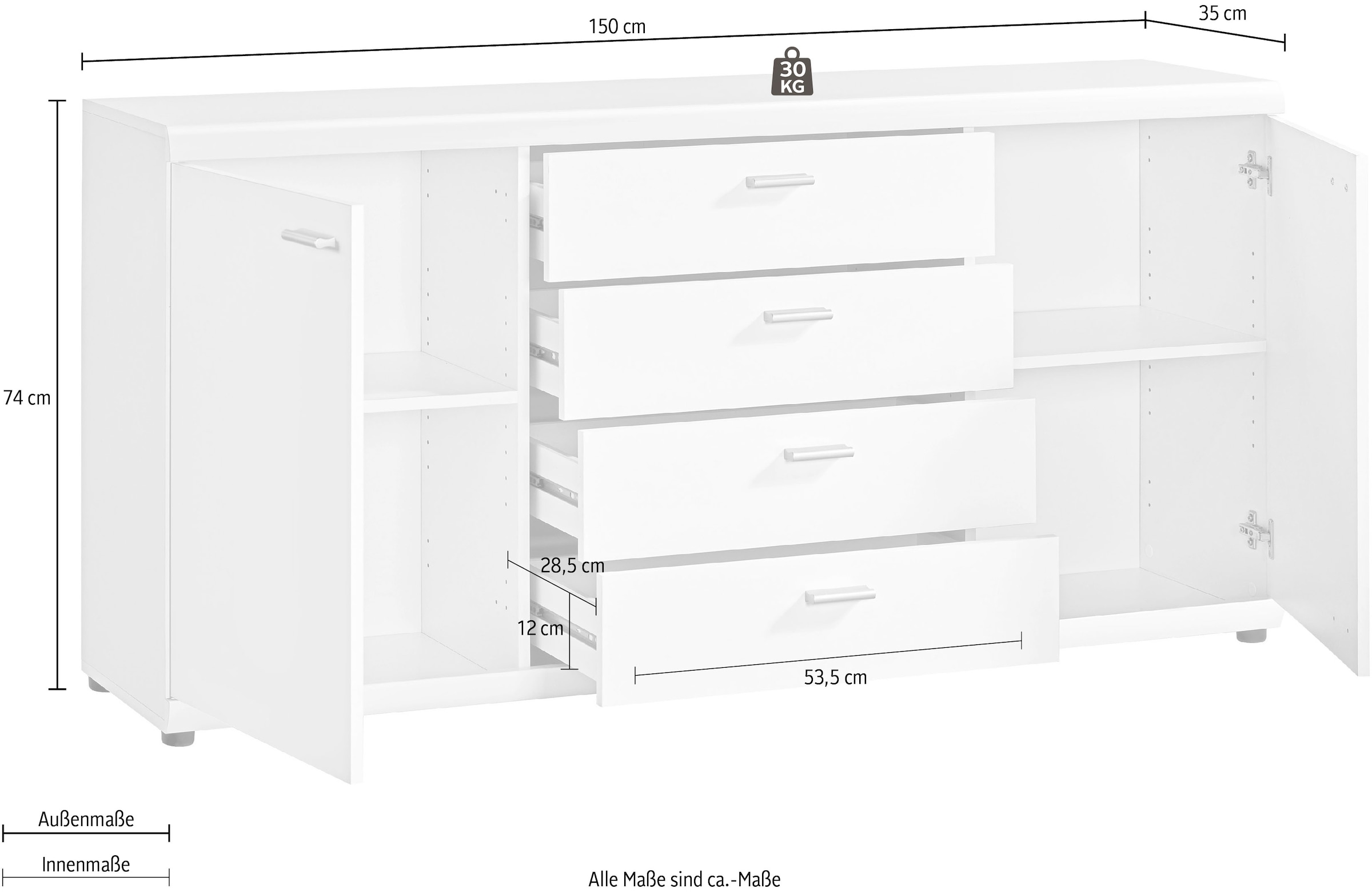 Procontour Kommode »Sun BESTSELLER«, (OTTOs Choice), Höhe 74 cm, variabel verstellbaren Einlegeböden