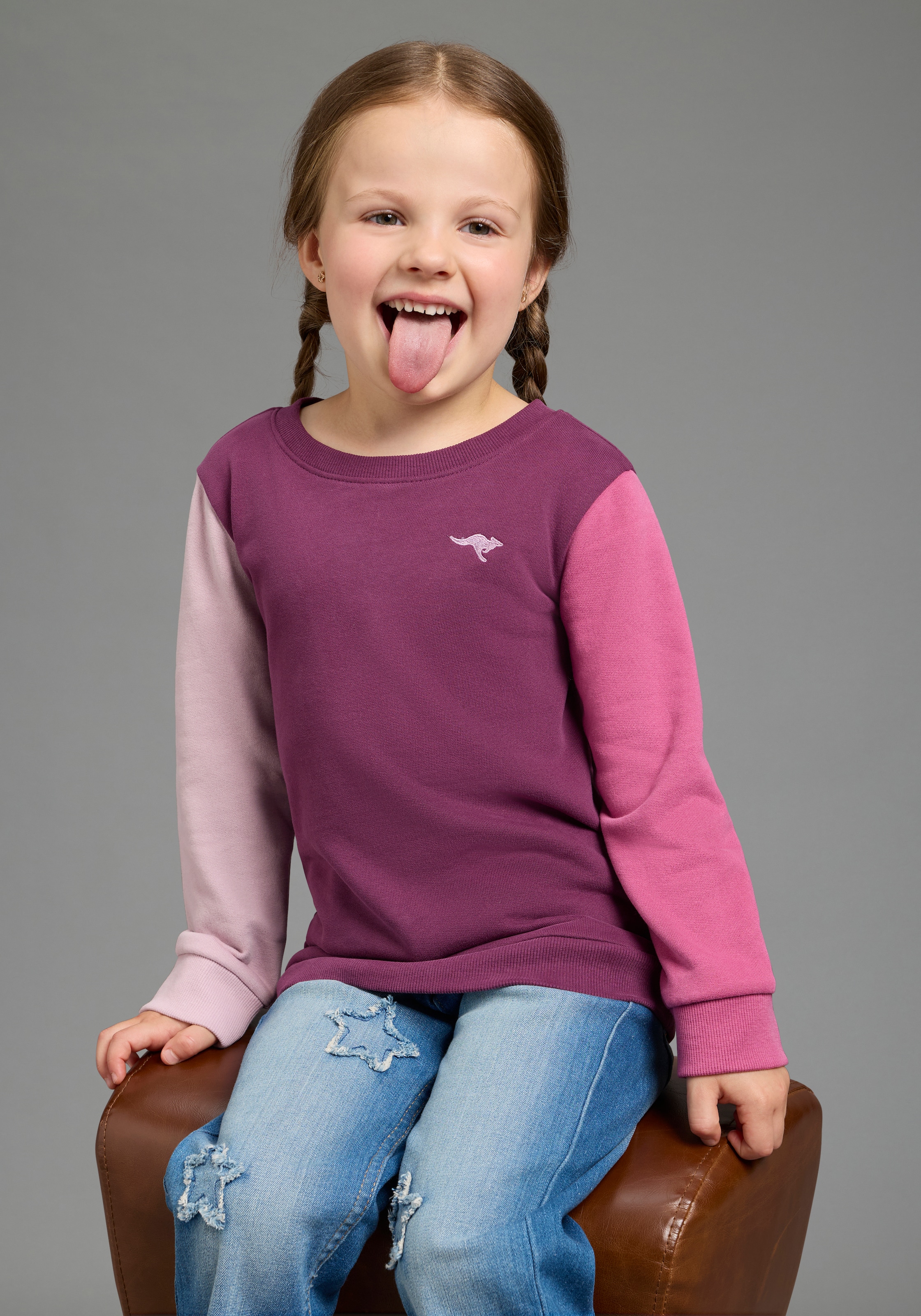 KangaROOS Sweatshirt »Sweatshirt Colorblocking«, mit Rundhalsausschnitt, mit Rippbündchen an Ärmeln
