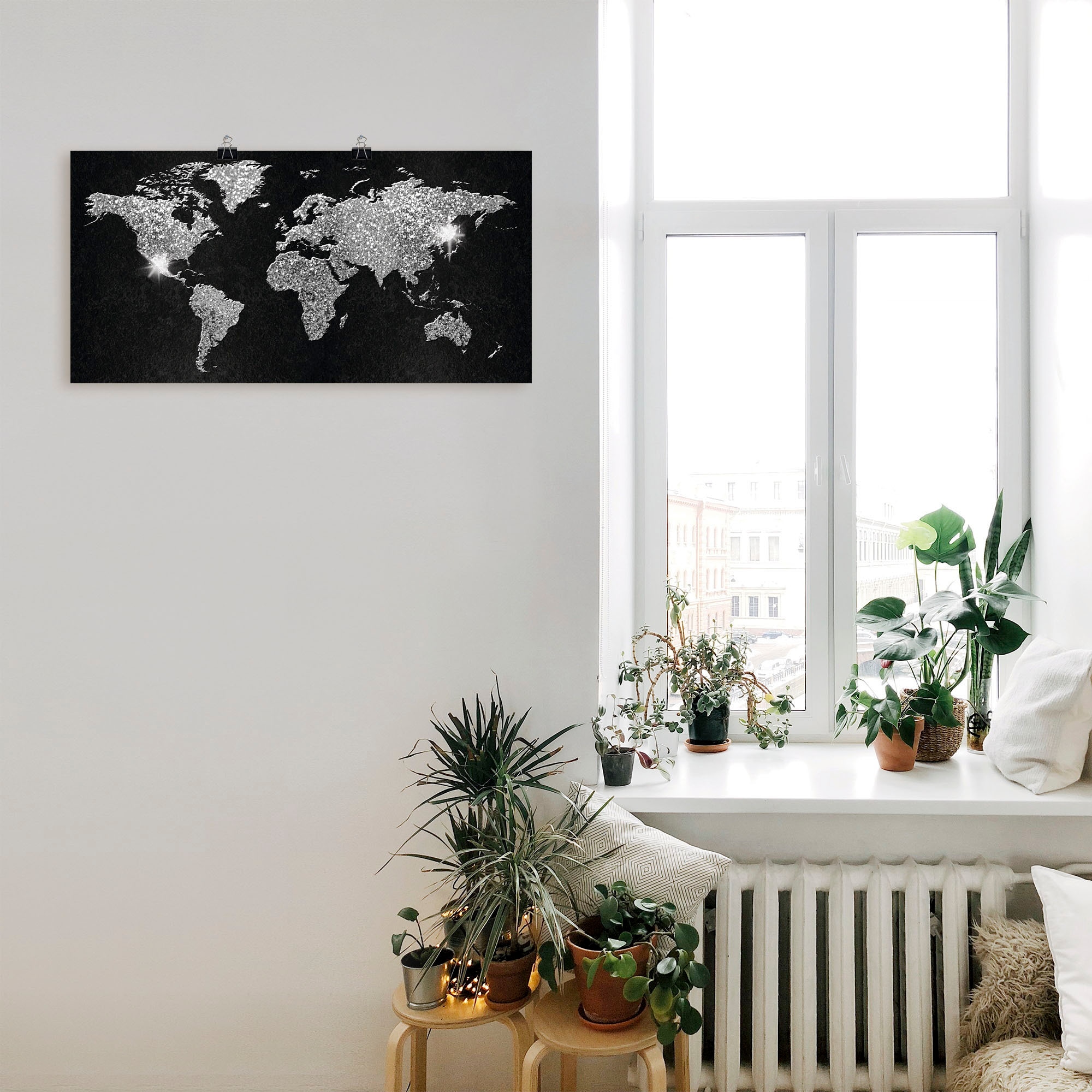 Artland Wandbild »Weltkarte Glitzer« Land- & Weltkarten 1 Stk. tlg. als Alubild, Leinwandbild, Poster in verschied. Grössen