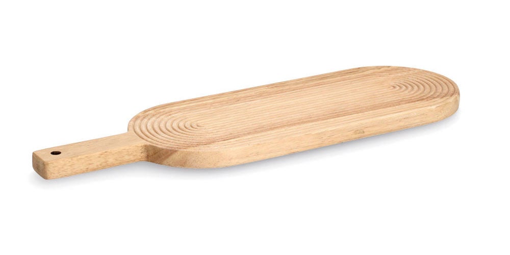 Zeller Present Schneidebrett »Schneidebrett m. Griff "Stripes", Gummibaum« schöne, strukturierte Oberfläche