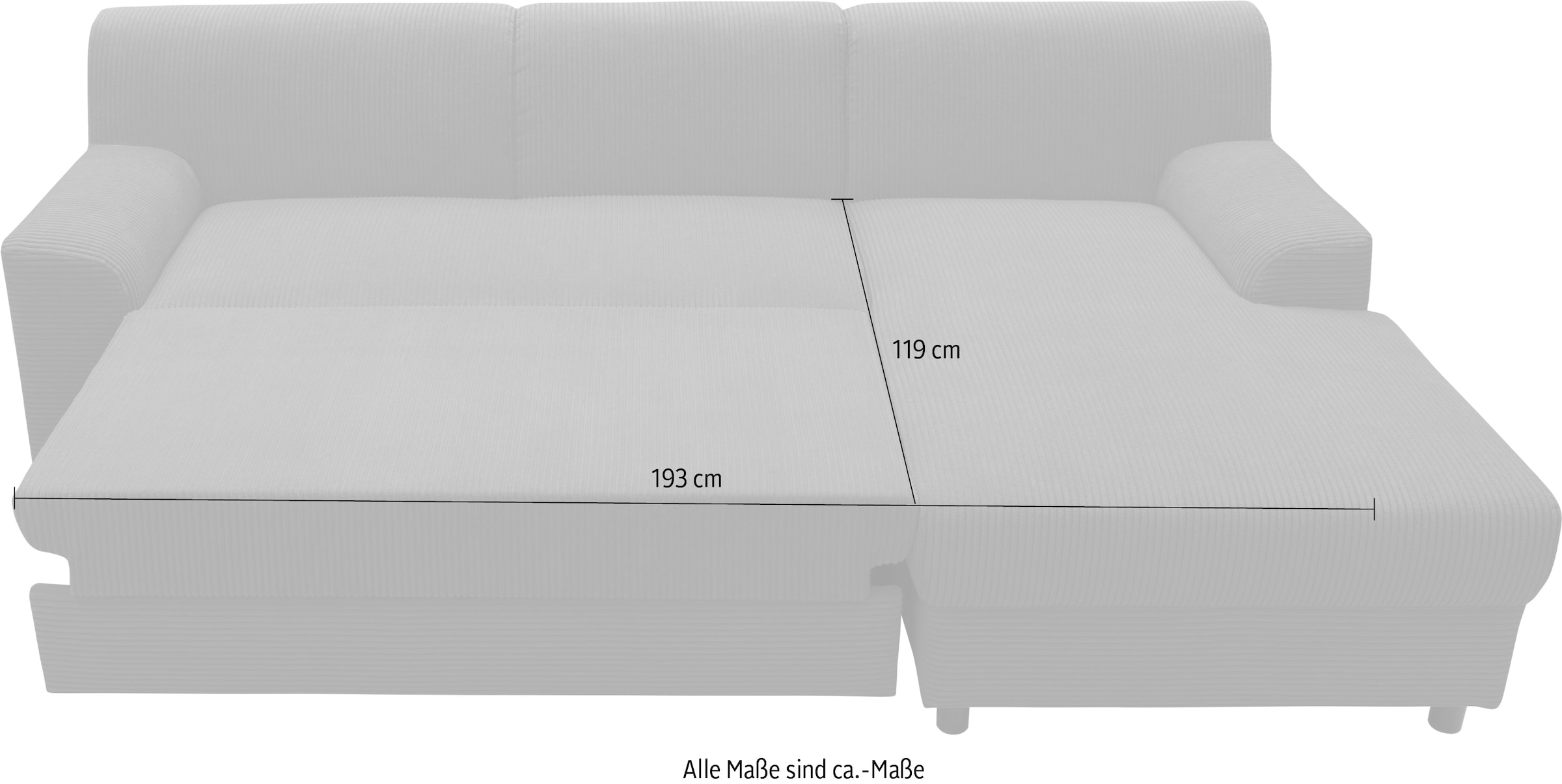 INOSIGN Ecksofa »Turah 2, L-Form, in Cord u. wasserabweisender Microfaser, Federkern«, B/T/H: 241/146/79 cm, incl. Zierkissen, wahlweise mit Bettfunktion