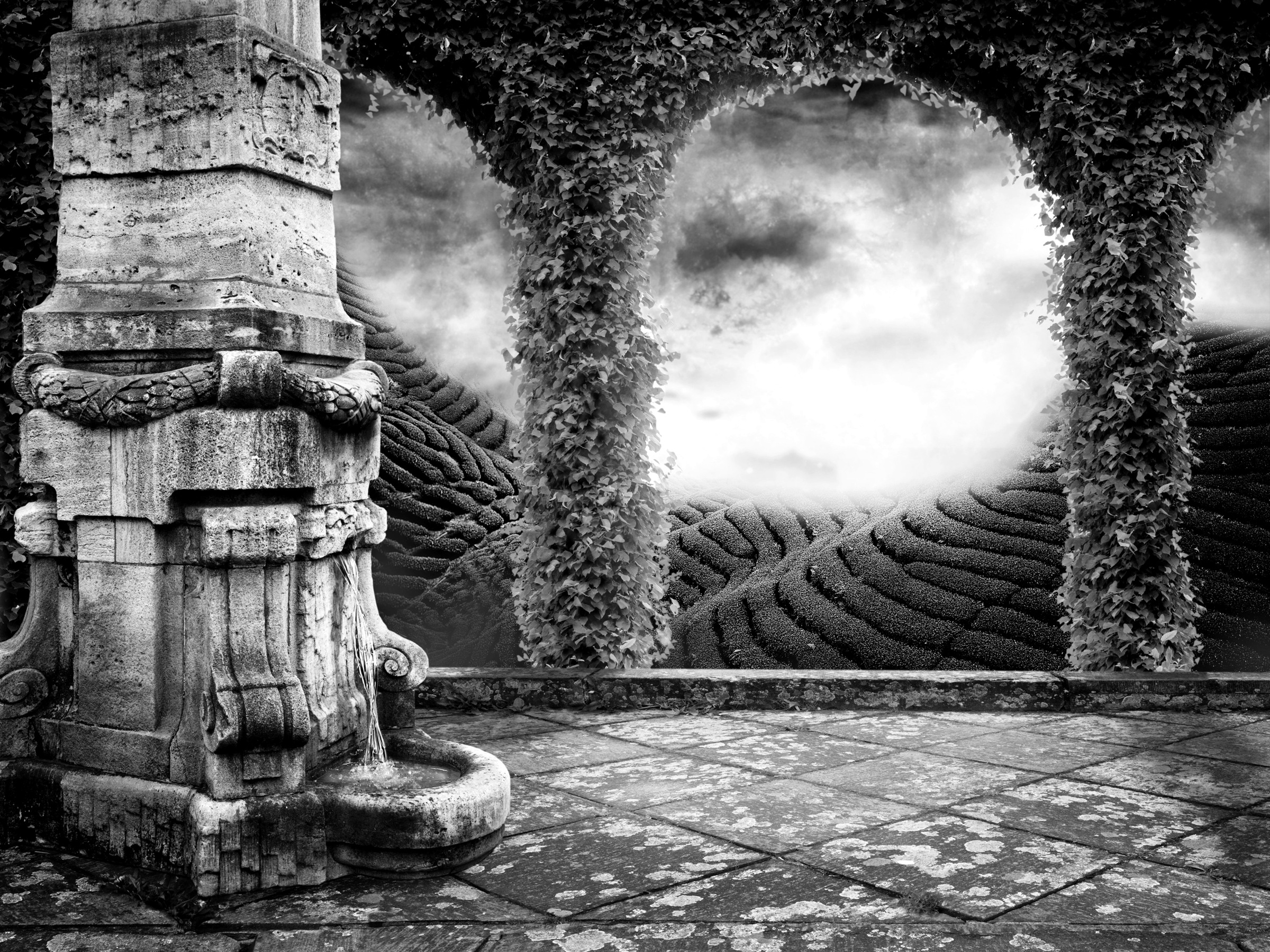 Image of Papermoon Fototapete »Tempel Schwarz & Weiss«, Vliestapete, hochwertiger Digitaldruck, inklusive Kleister bei Ackermann Versand Schweiz