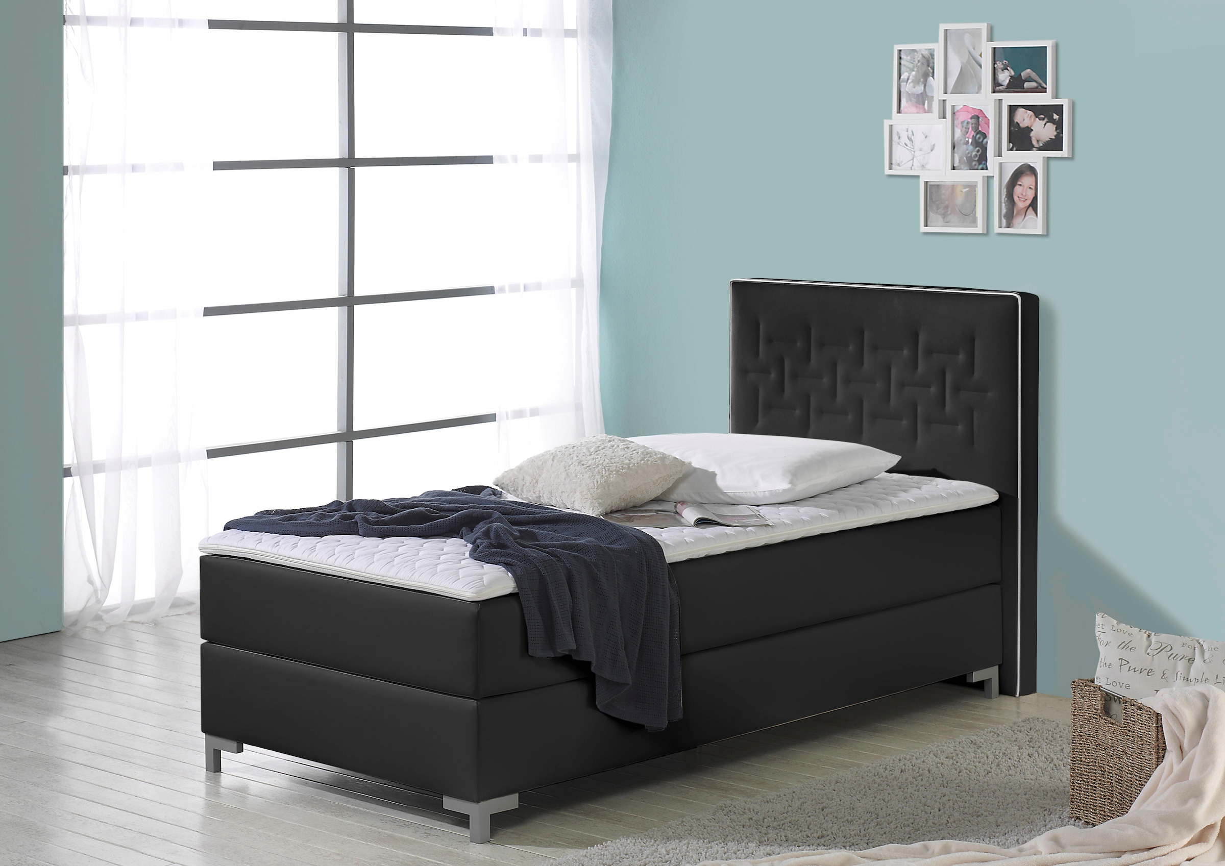 Home affaire Lit boxspring »Coos« avec matelassage spécial dans la tête de lit, 3 types de matelas, 2 degrés de fermeté