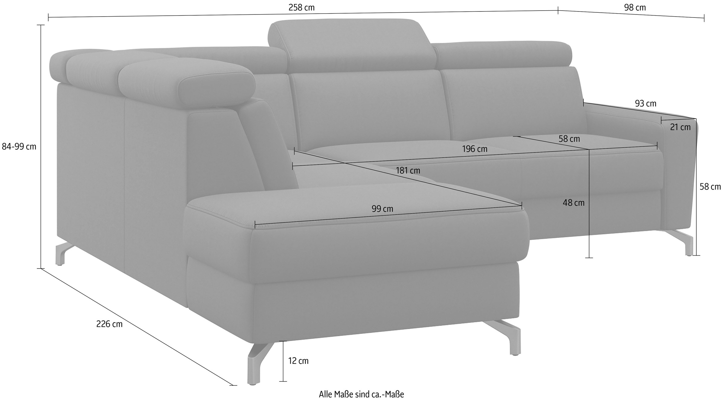 sit&more Ecksofa »Scarlett L-Form« inklusive Kopfteilverstellung, wahlweise mit Bettfunktion, Bettkasten