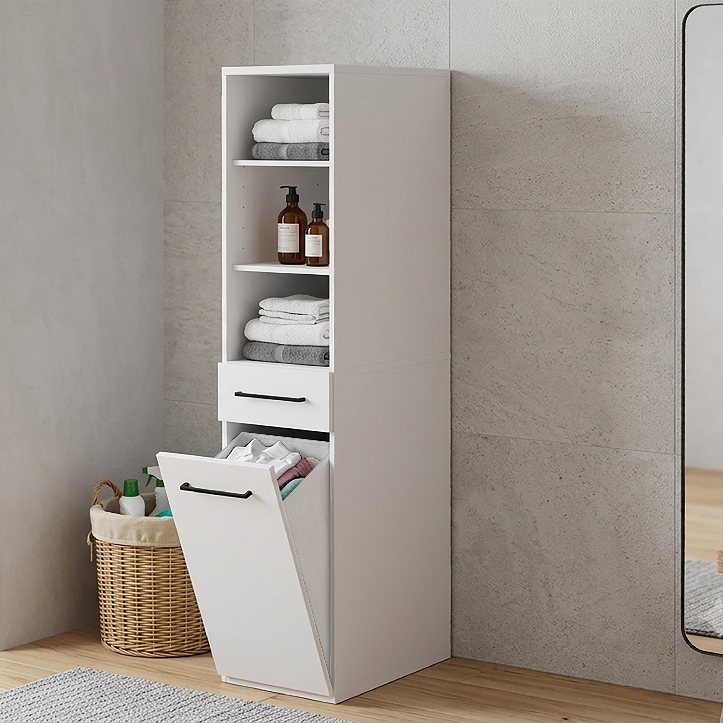 KOCHSTATION Wäscheschrank »KS-Linda« Breite 67 cm, 25mm starke Wände, ausziehbare Ablage