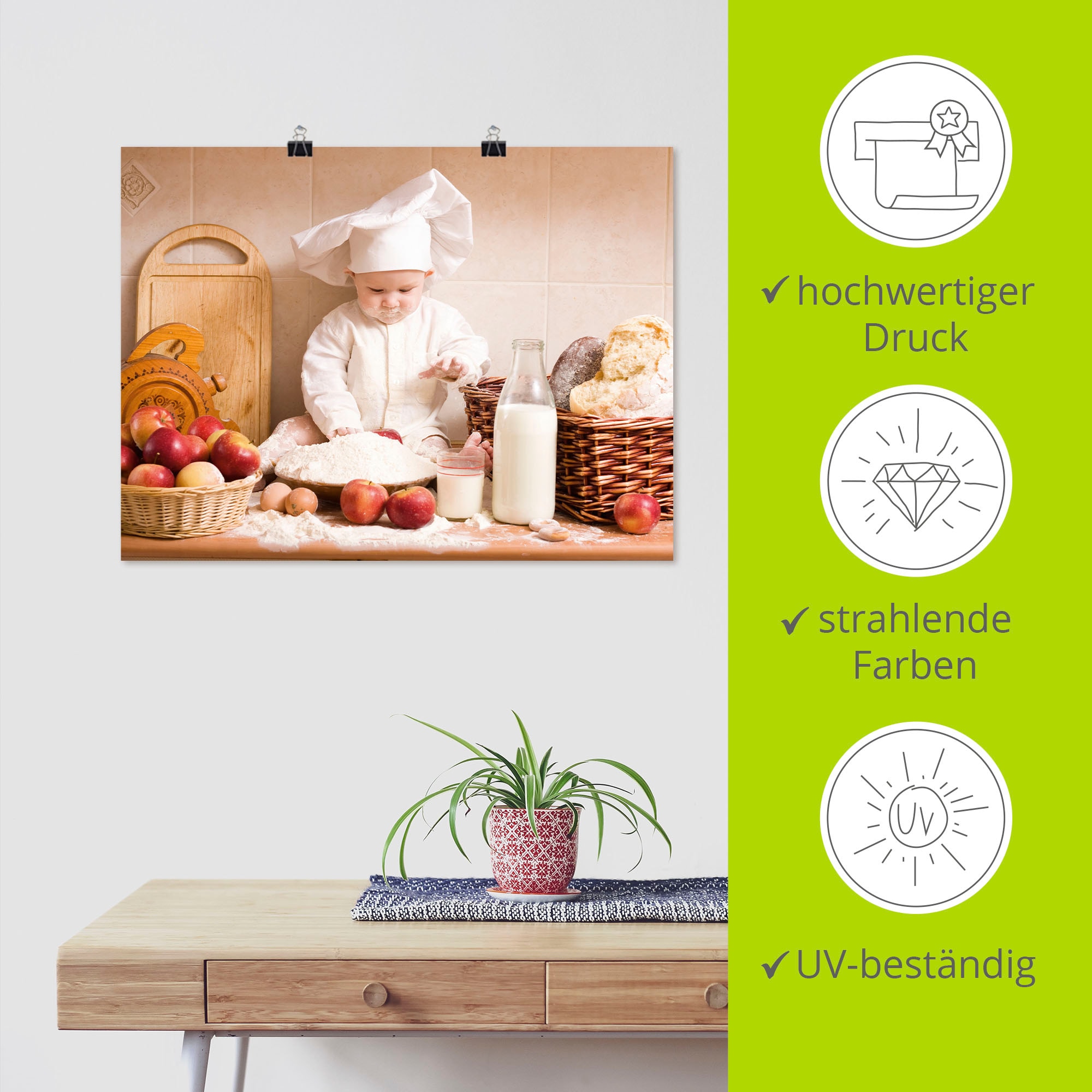 Artland Wandbild »Küche Junge Kind Backen« Bilder von Kindern 1 Stk. tlg. als Alubild, Leinwandbild, Poster in verschied. Grössen